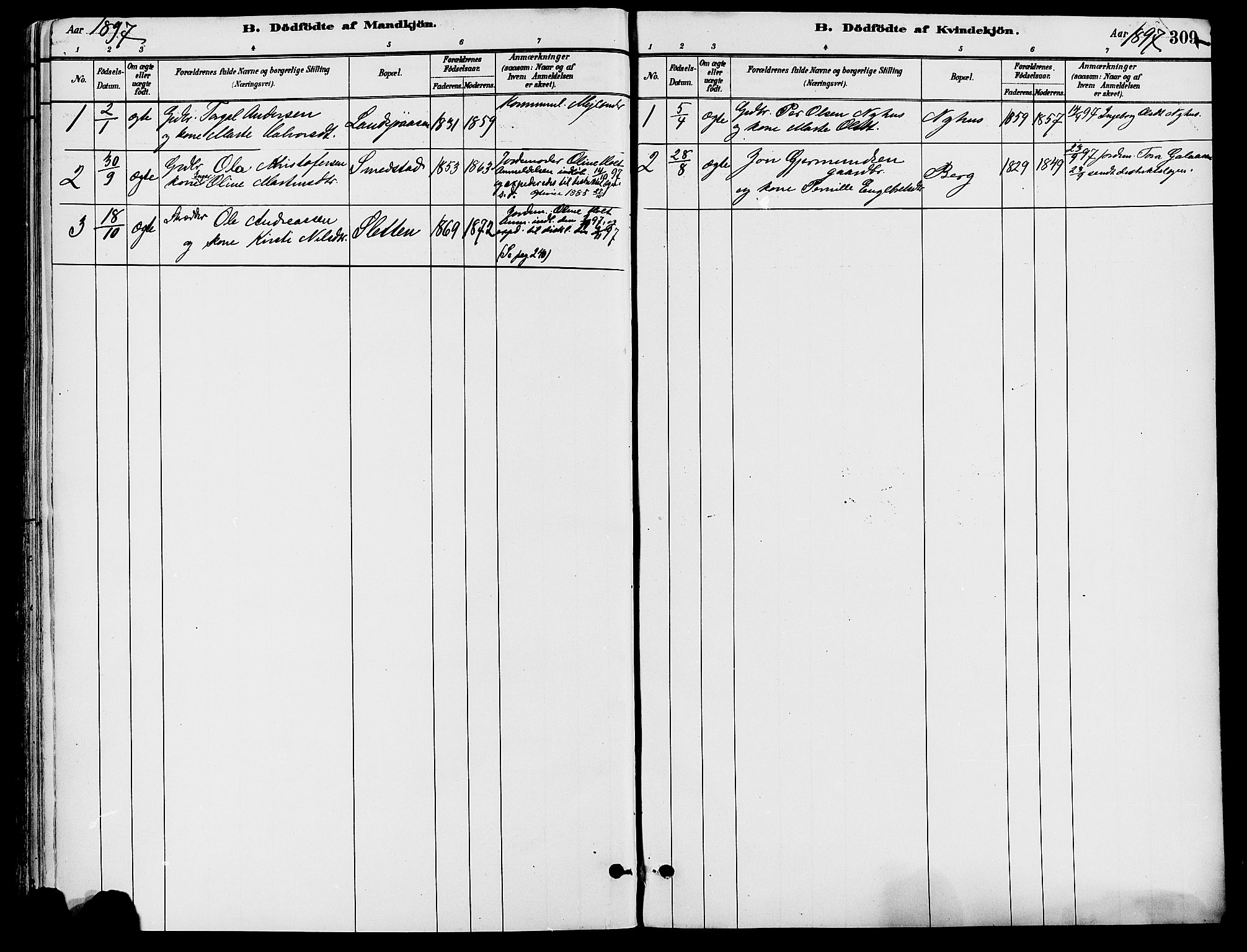 Trysil prestekontor, SAH/PREST-046/H/Ha/Haa/L0008: Parish register (official) no. 8, 1881-1897, p. 309