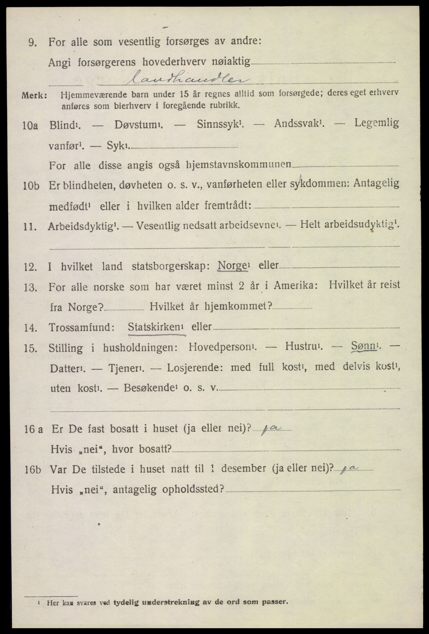 SAH, 1920 census for Brandbu, 1920, p. 3098