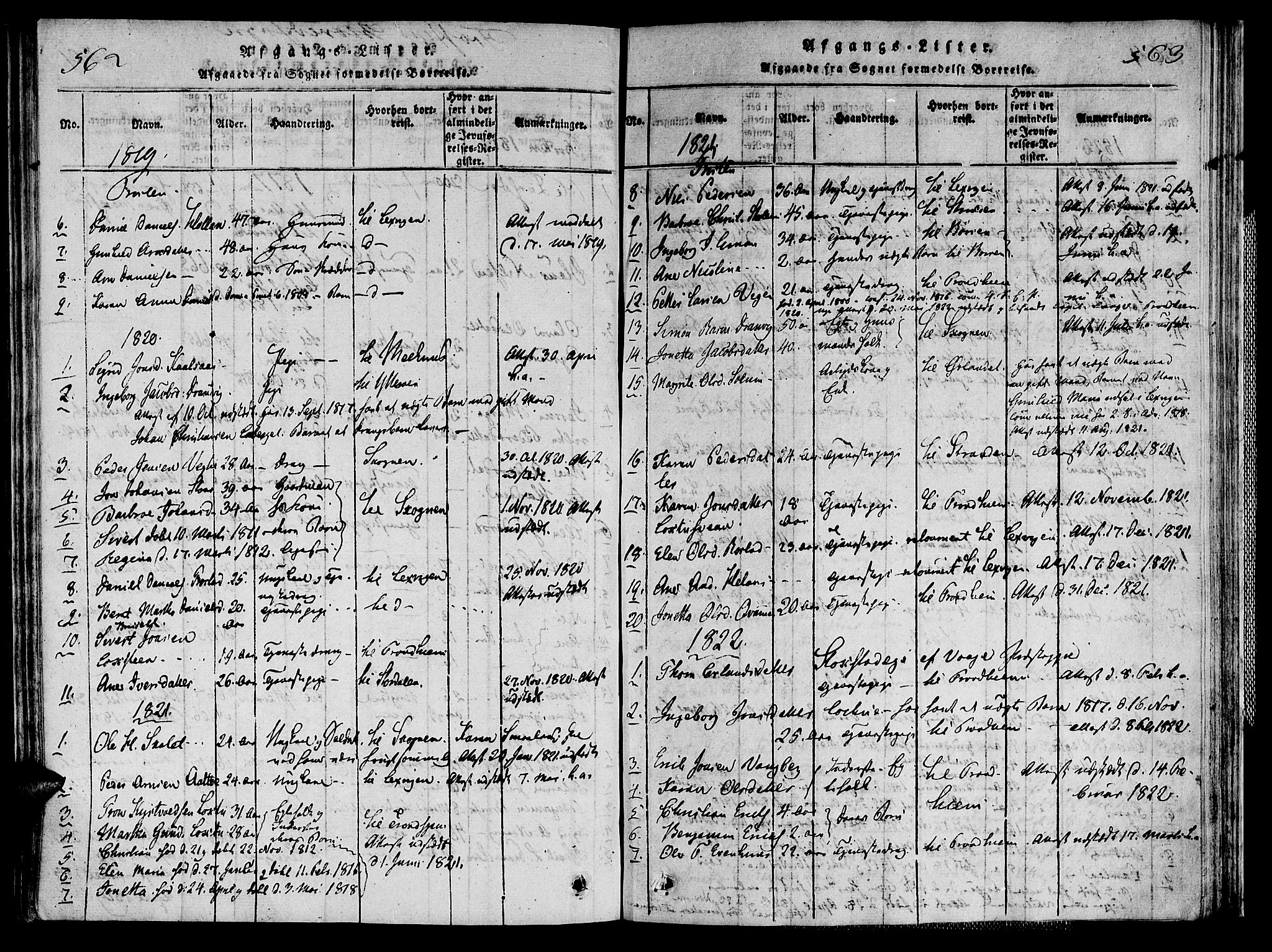 Ministerialprotokoller, klokkerbøker og fødselsregistre - Nord-Trøndelag, SAT/A-1458/713/L0112: Parish register (official) no. 713A04 /1, 1817-1827, p. 562-563