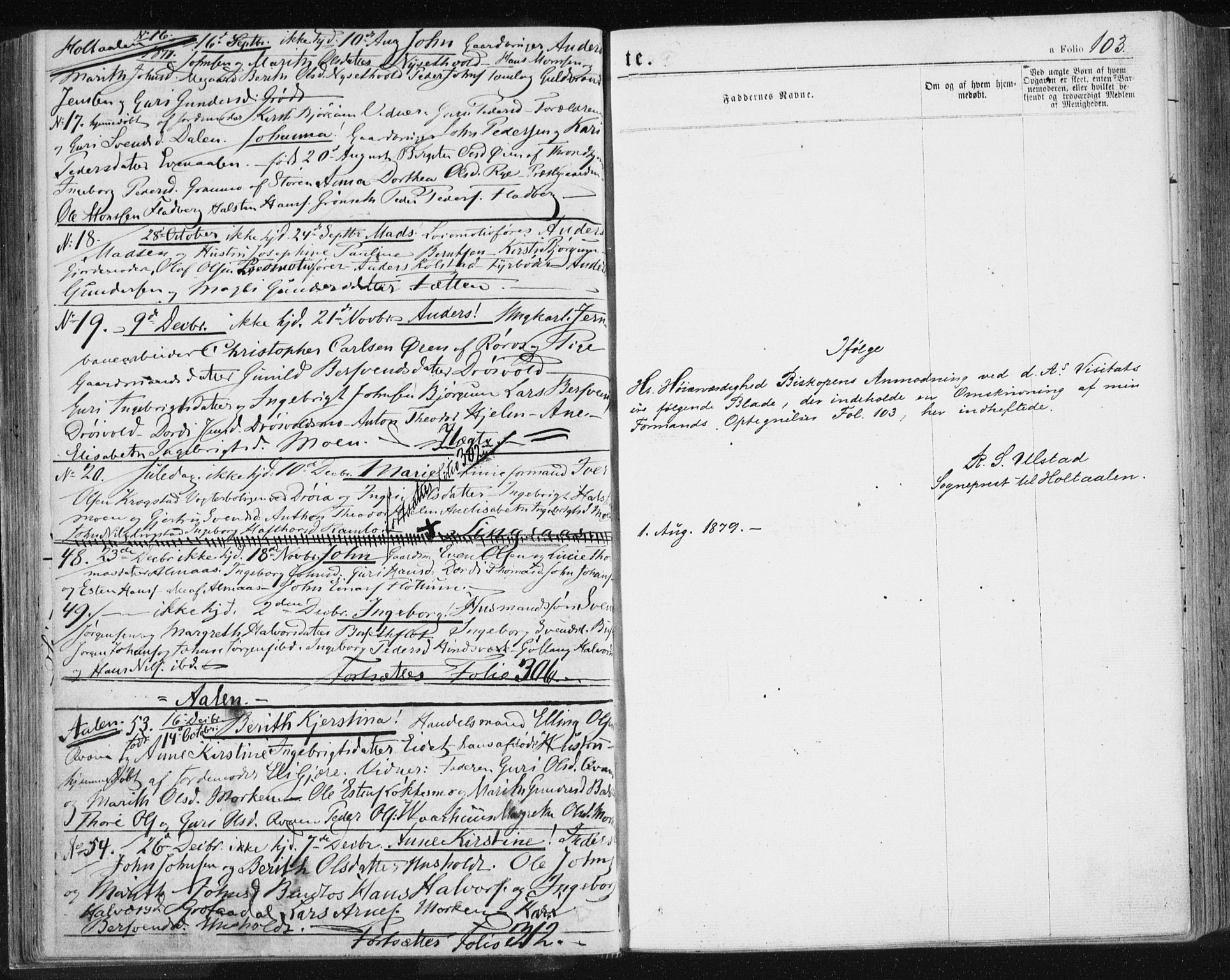 Ministerialprotokoller, klokkerbøker og fødselsregistre - Sør-Trøndelag, SAT/A-1456/685/L0969: Parish register (official) no. 685A08 /1, 1870-1878, p. 103