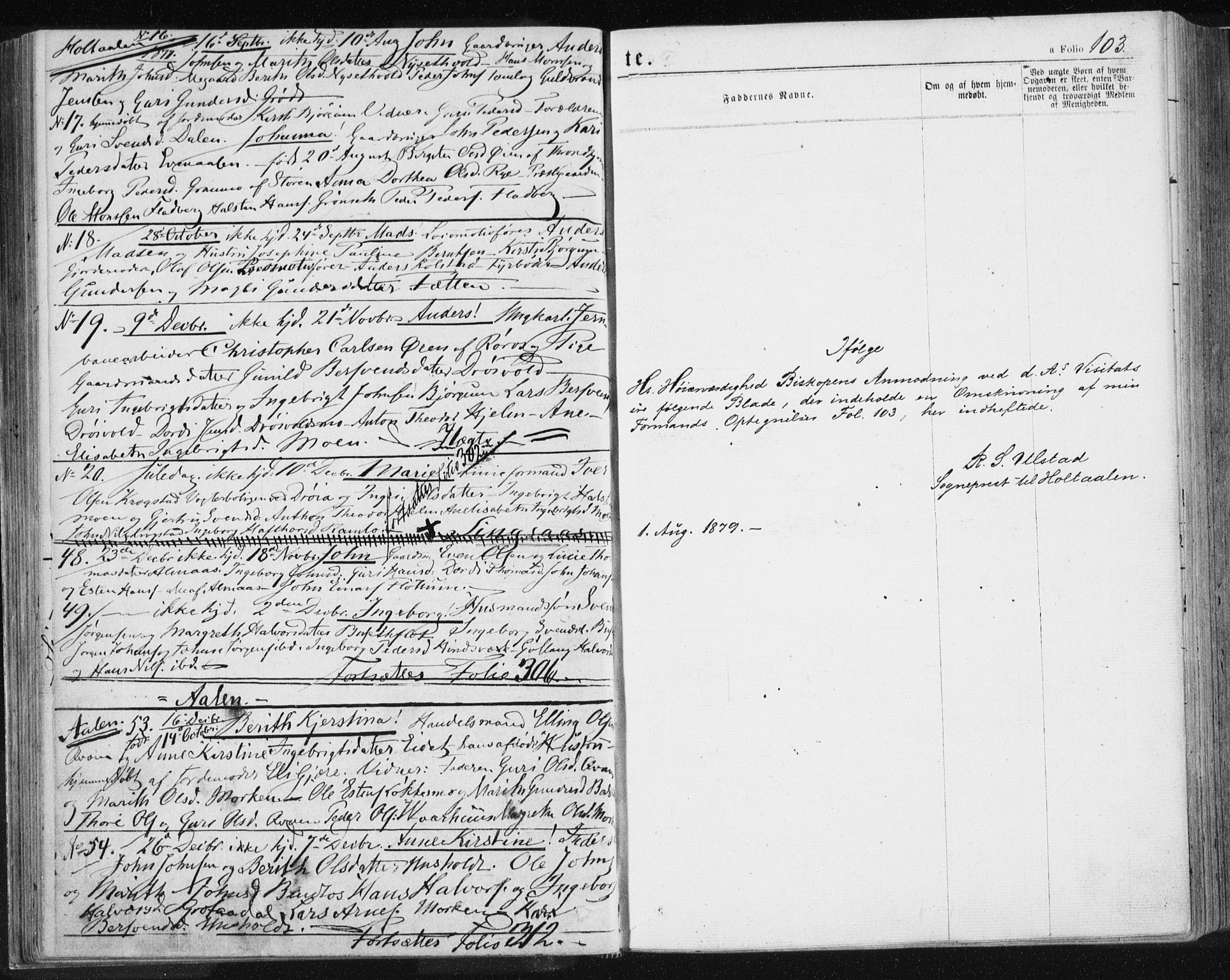 Ministerialprotokoller, klokkerbøker og fødselsregistre - Sør-Trøndelag, AV/SAT-A-1456/685/L0971: Parish register (official) no. 685A08 /3, 1870-1879, p. 103