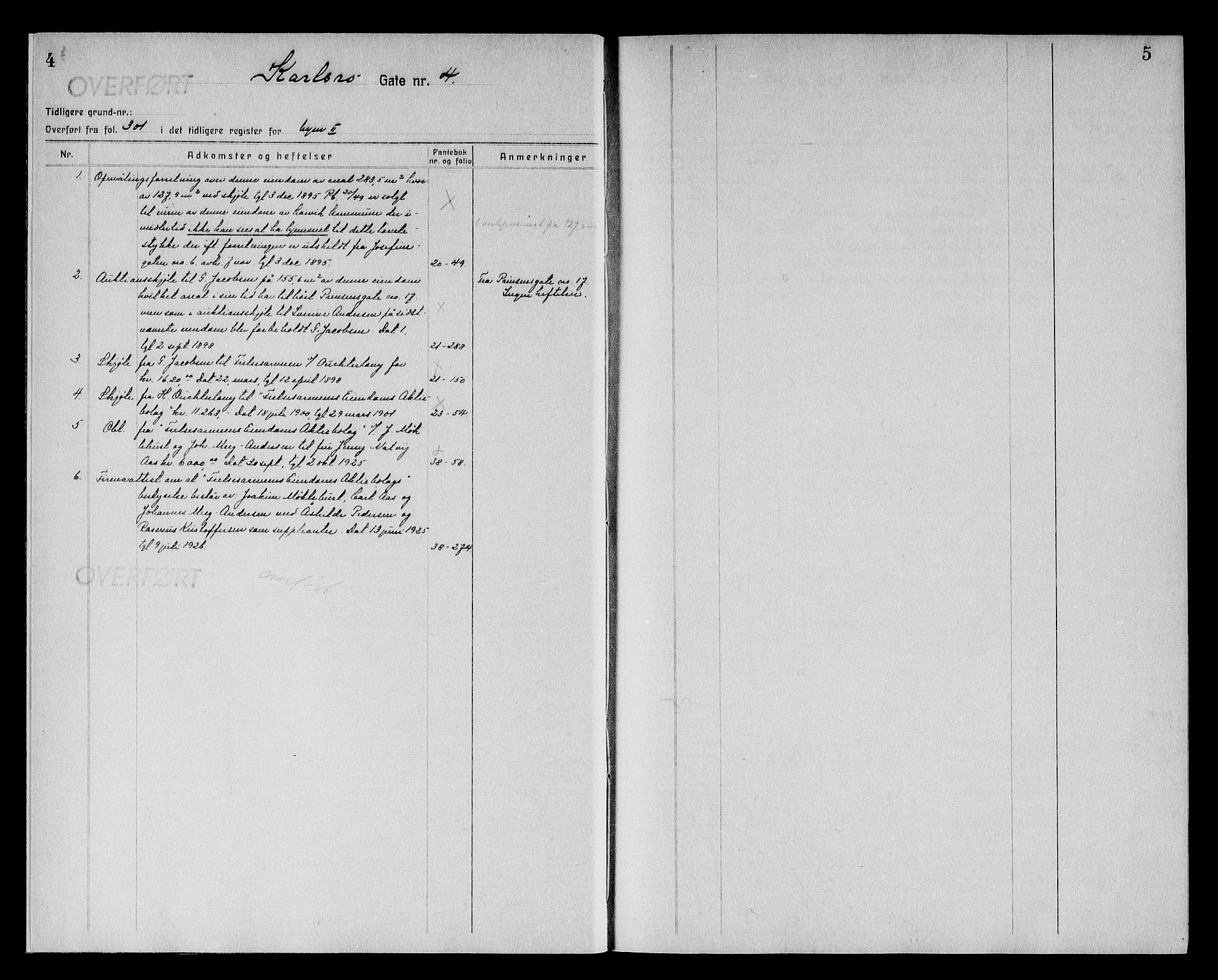 Larvik byfogd, SAKO/A-218/G/Gb/Gba/Gbac/L0003: Mortgage register no. III 3, 1870, p. 4-5