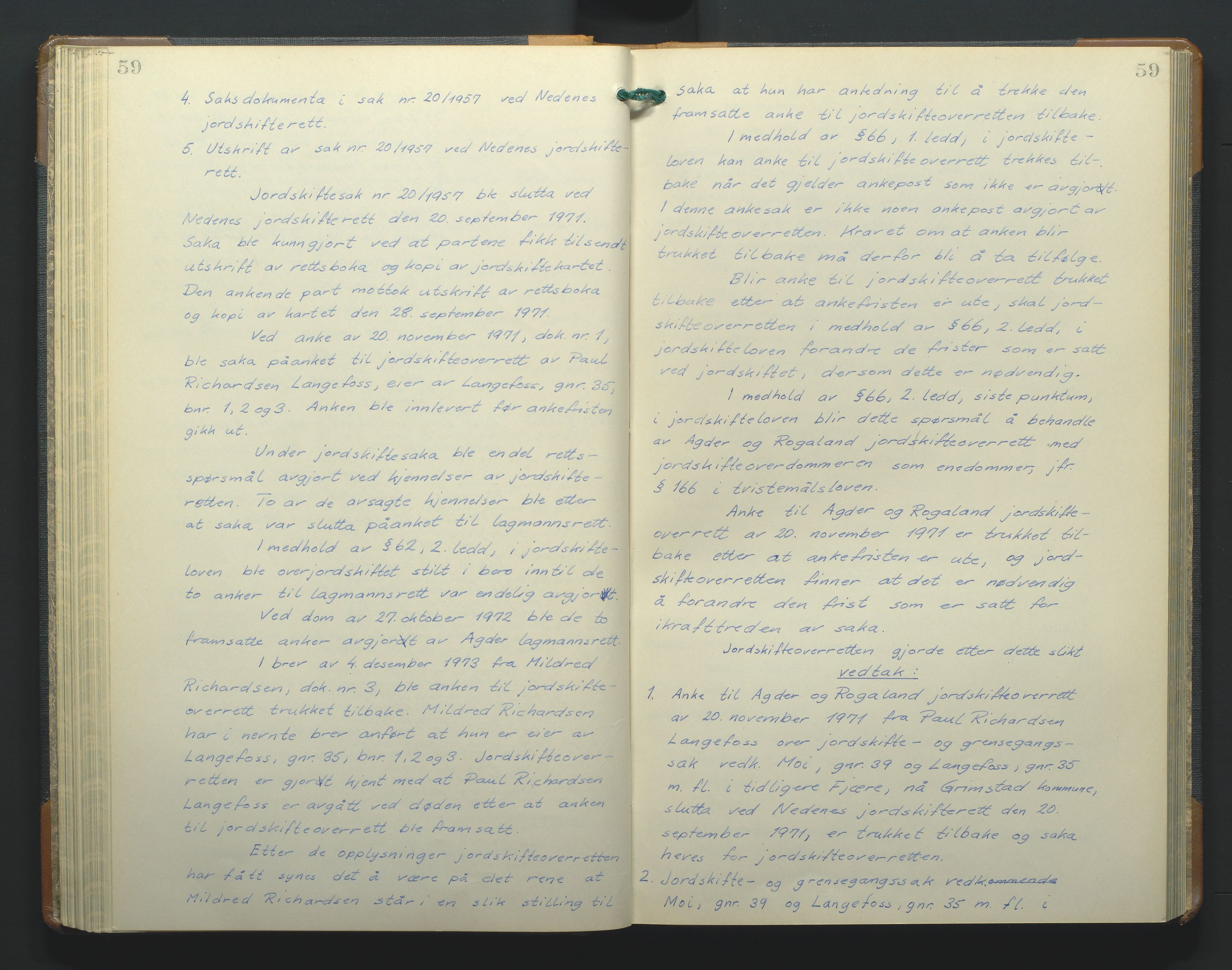 Jordskifteoverdommeren i Agder og Rogaland, AV/SAK-1541-0001/F/Fa/Faa/L0003: Overutskiftningsprotokoll Sand sorenskriveri nr 3, 1927-1974, p. 59