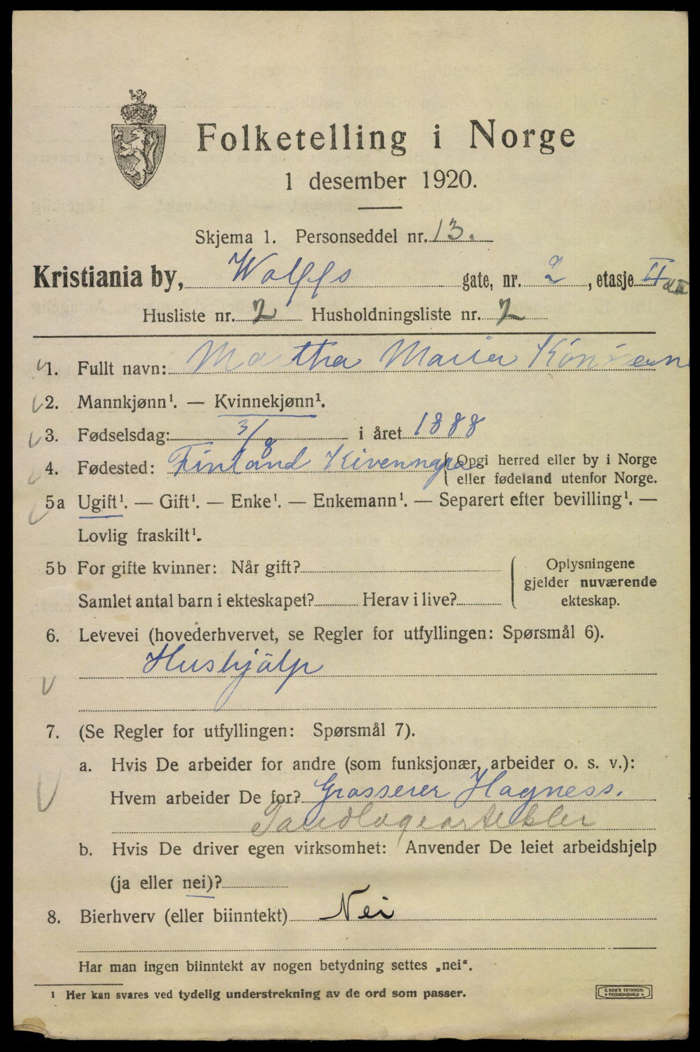 SAO, 1920 census for Kristiania, 1920, p. 653977