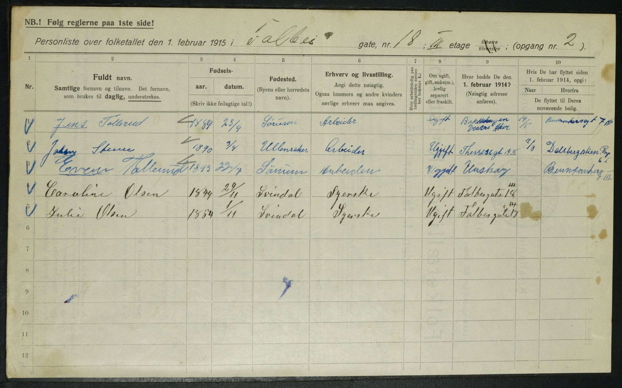 OBA, Municipal Census 1915 for Kristiania, 1915, p. 22817