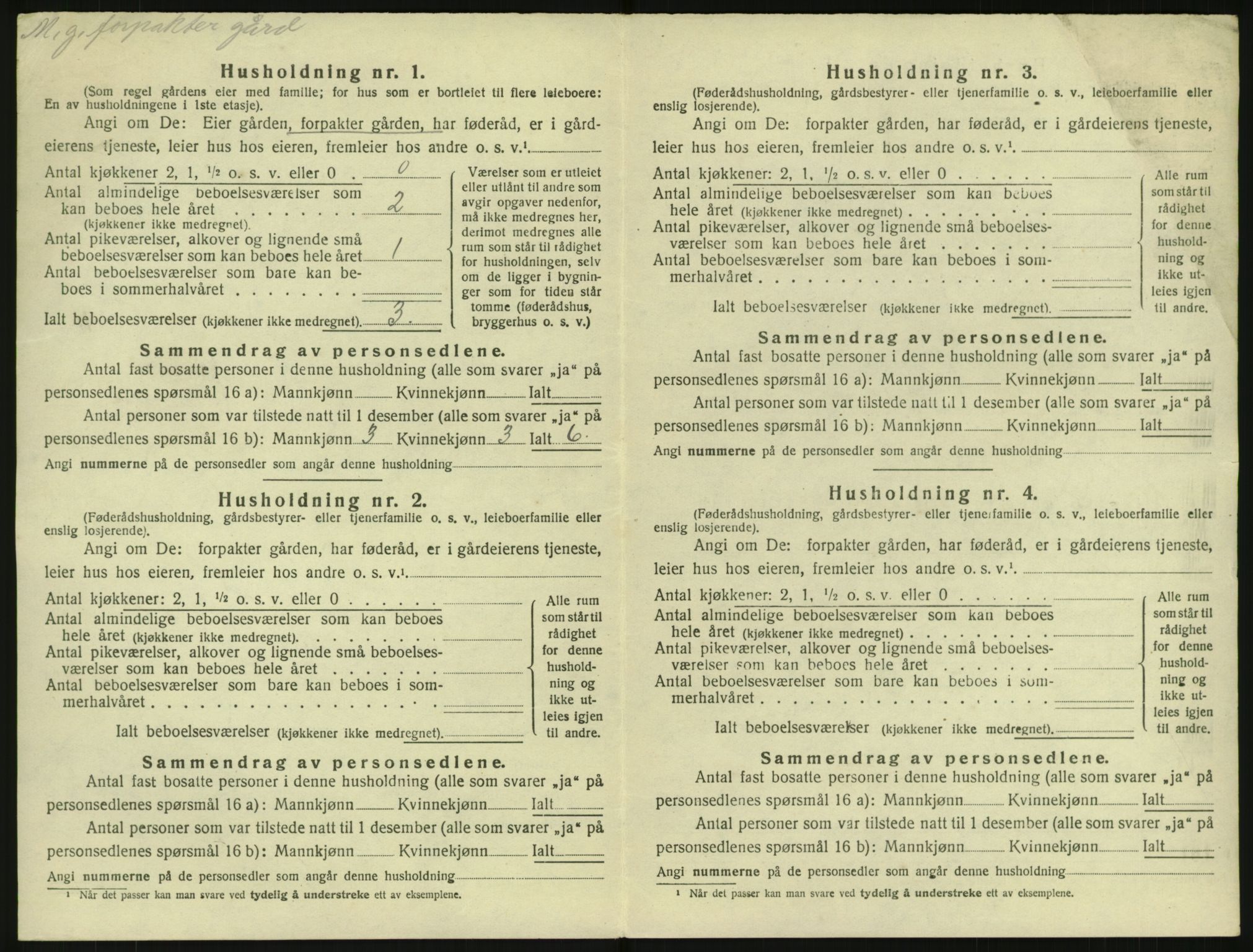 SAKO, 1920 census for Rauland, 1920, p. 465