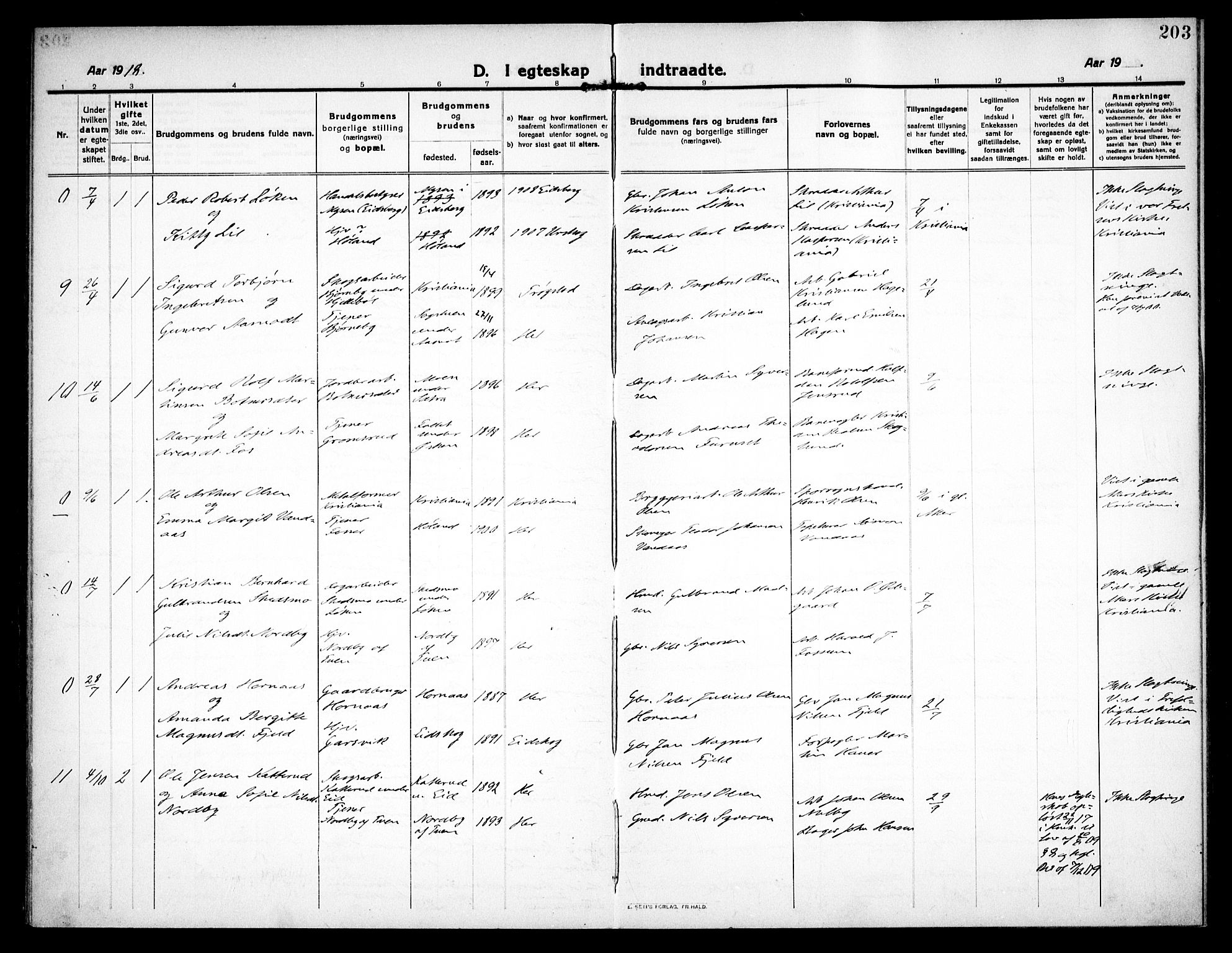 Høland prestekontor Kirkebøker, AV/SAO-A-10346a/F/Fa/L0016: Parish register (official) no. I 16, 1912-1921, p. 203