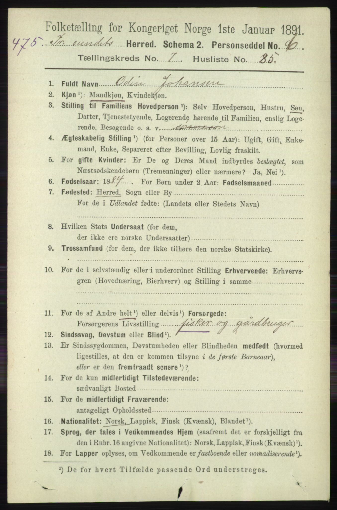 RA, 1891 census for 1934 Tromsøysund, 1891, p. 4345