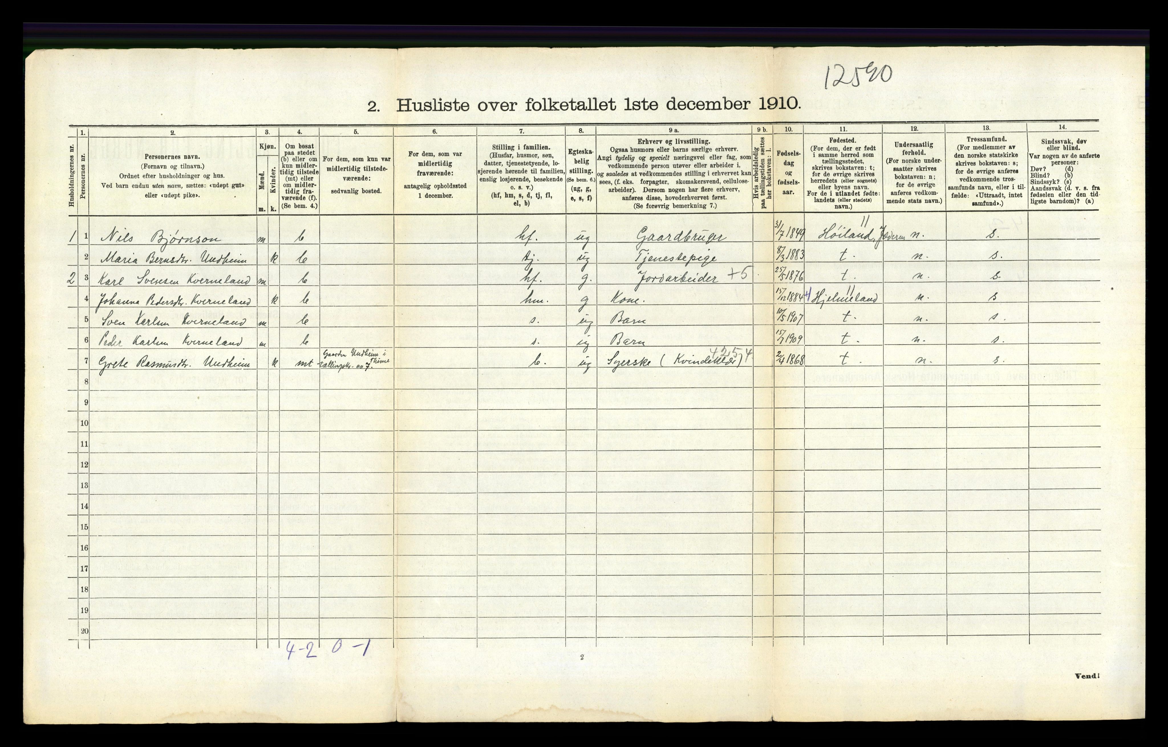 RA, 1910 census for Time, 1910, p. 176