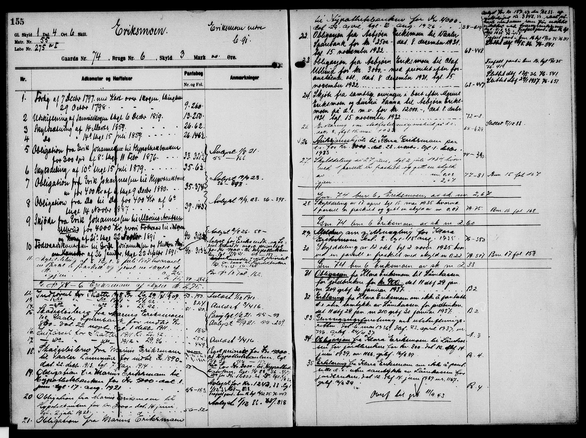 Solør tingrett, AV/SAH-TING-008/H/Ha/Hak/L0006: Mortgage register no. VI, 1900-1935, p. 155