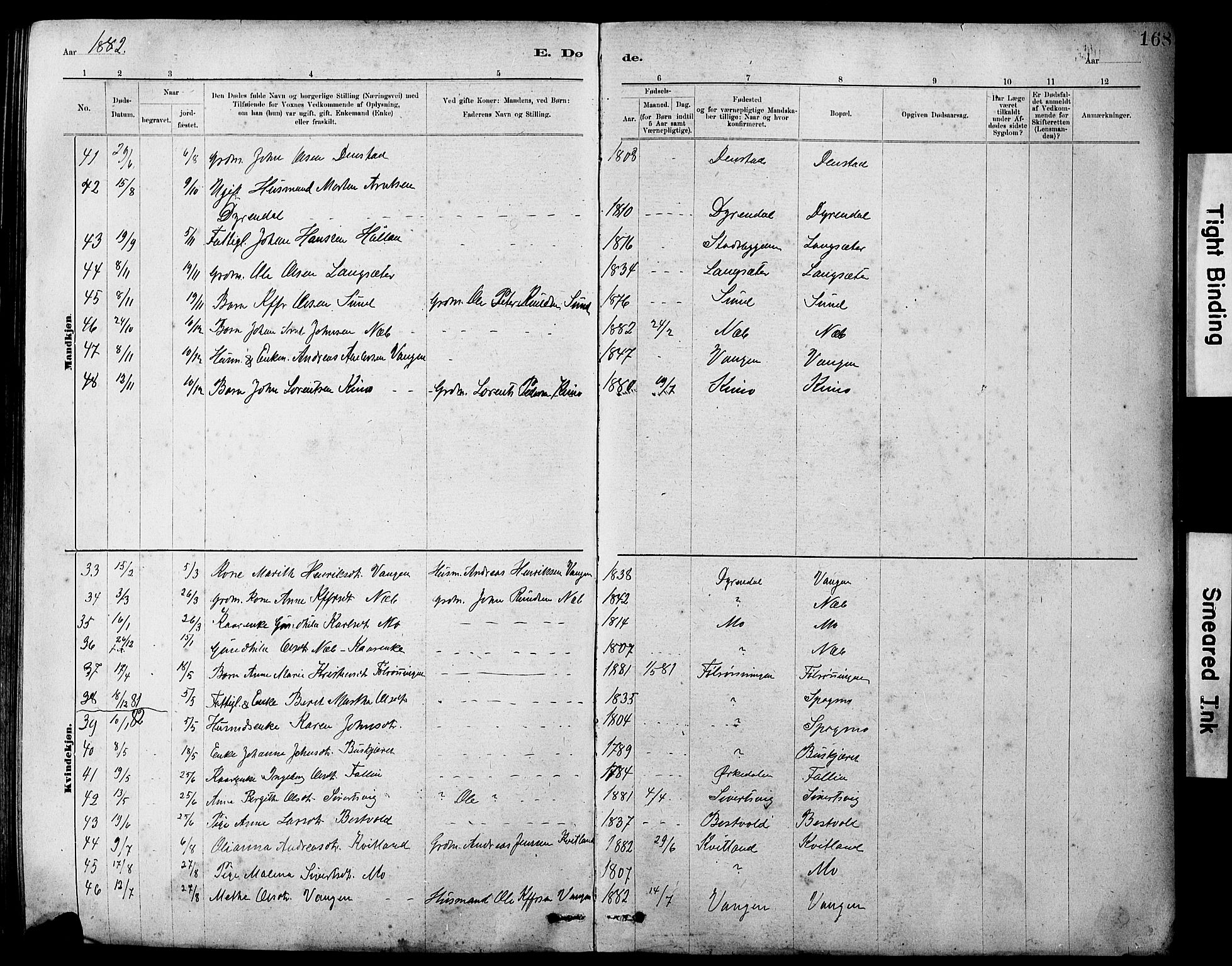 Ministerialprotokoller, klokkerbøker og fødselsregistre - Sør-Trøndelag, AV/SAT-A-1456/647/L0636: Parish register (copy) no. 647C01, 1881-1884, p. 168