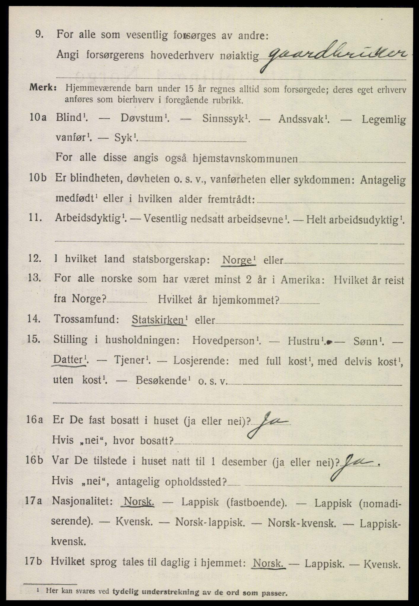SAT, 1920 census for Snåsa, 1920, p. 2595