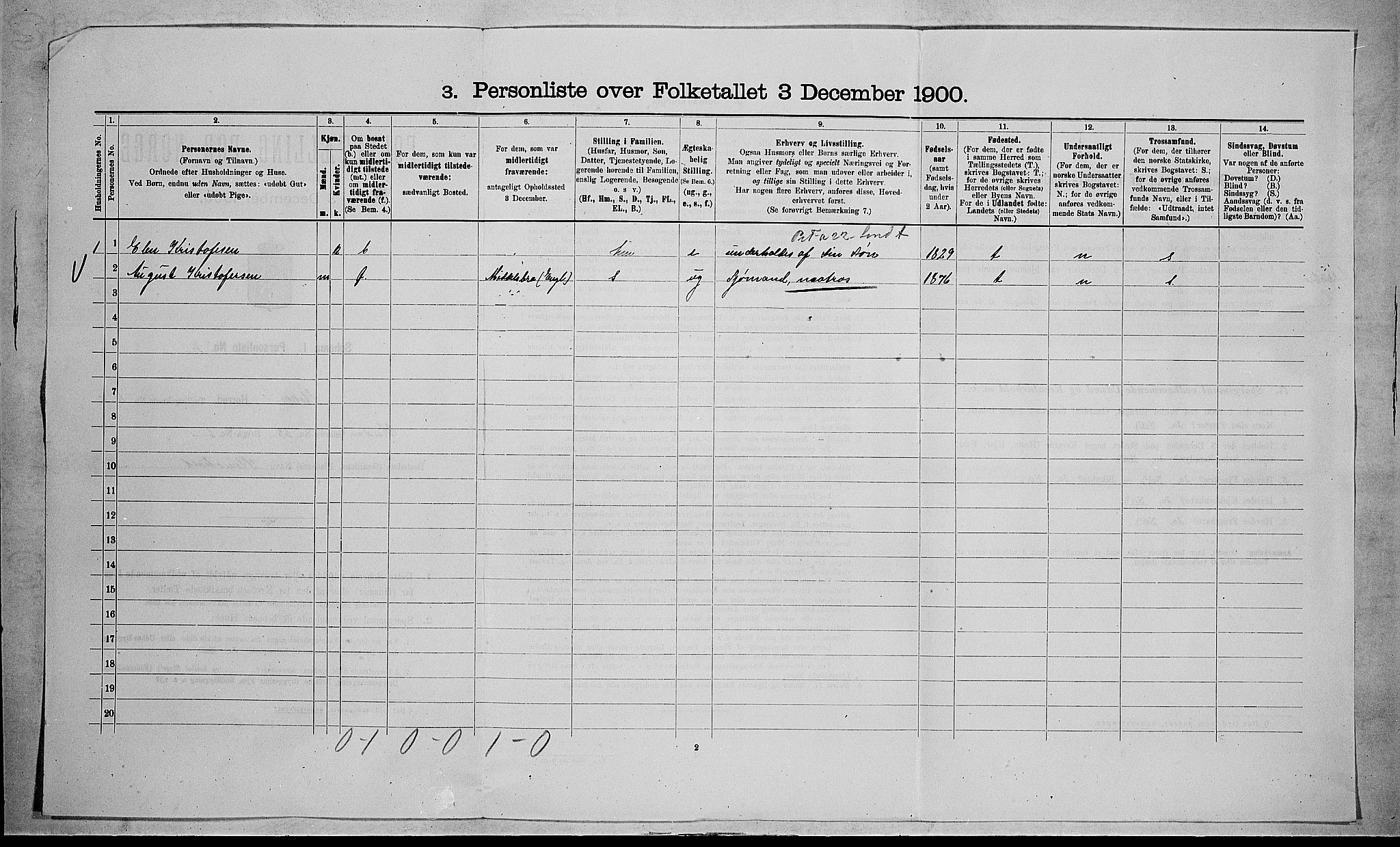 RA, 1900 census for Stokke, 1900, p. 1082