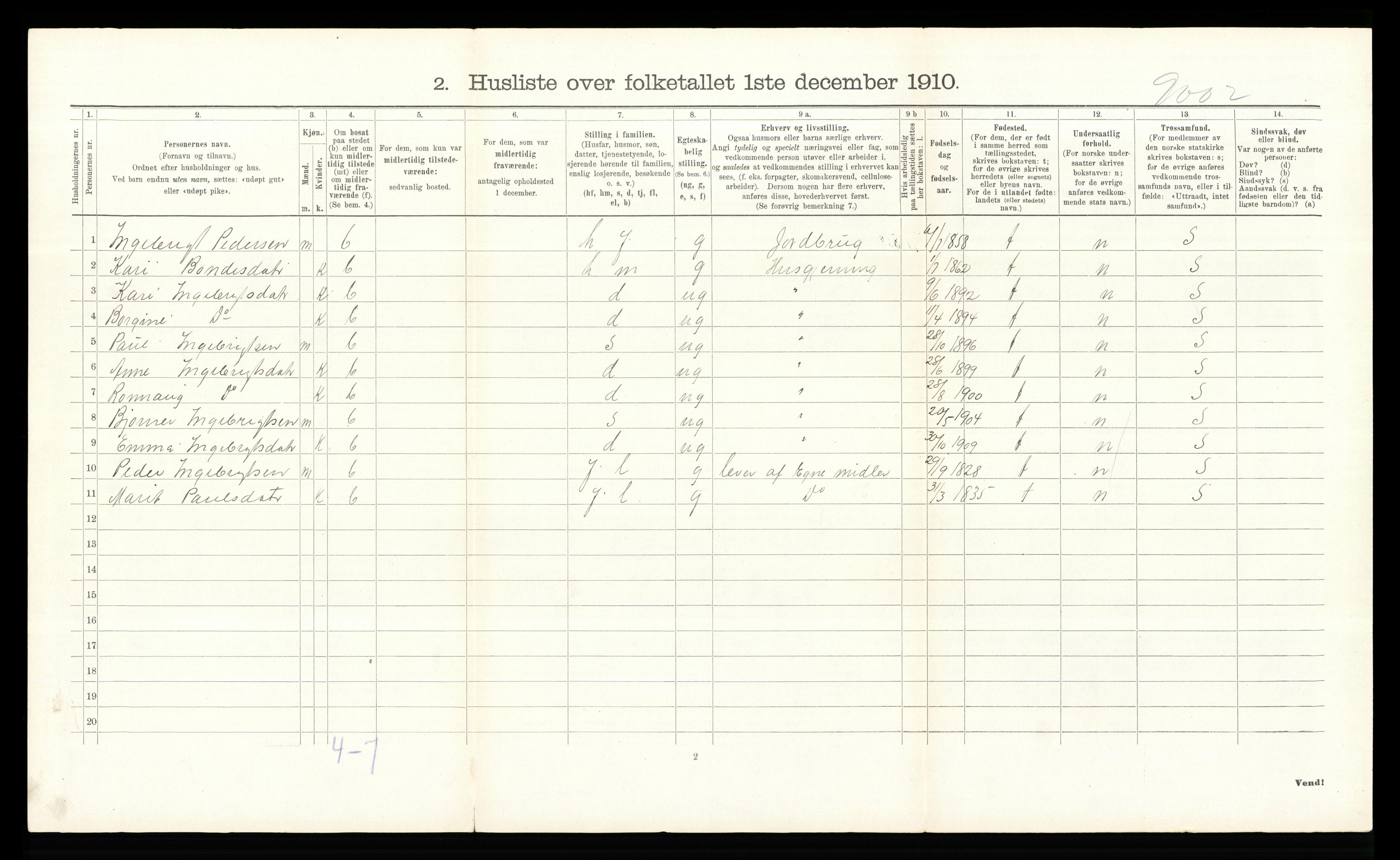 RA, 1910 census for Dovre, 1910, p. 678