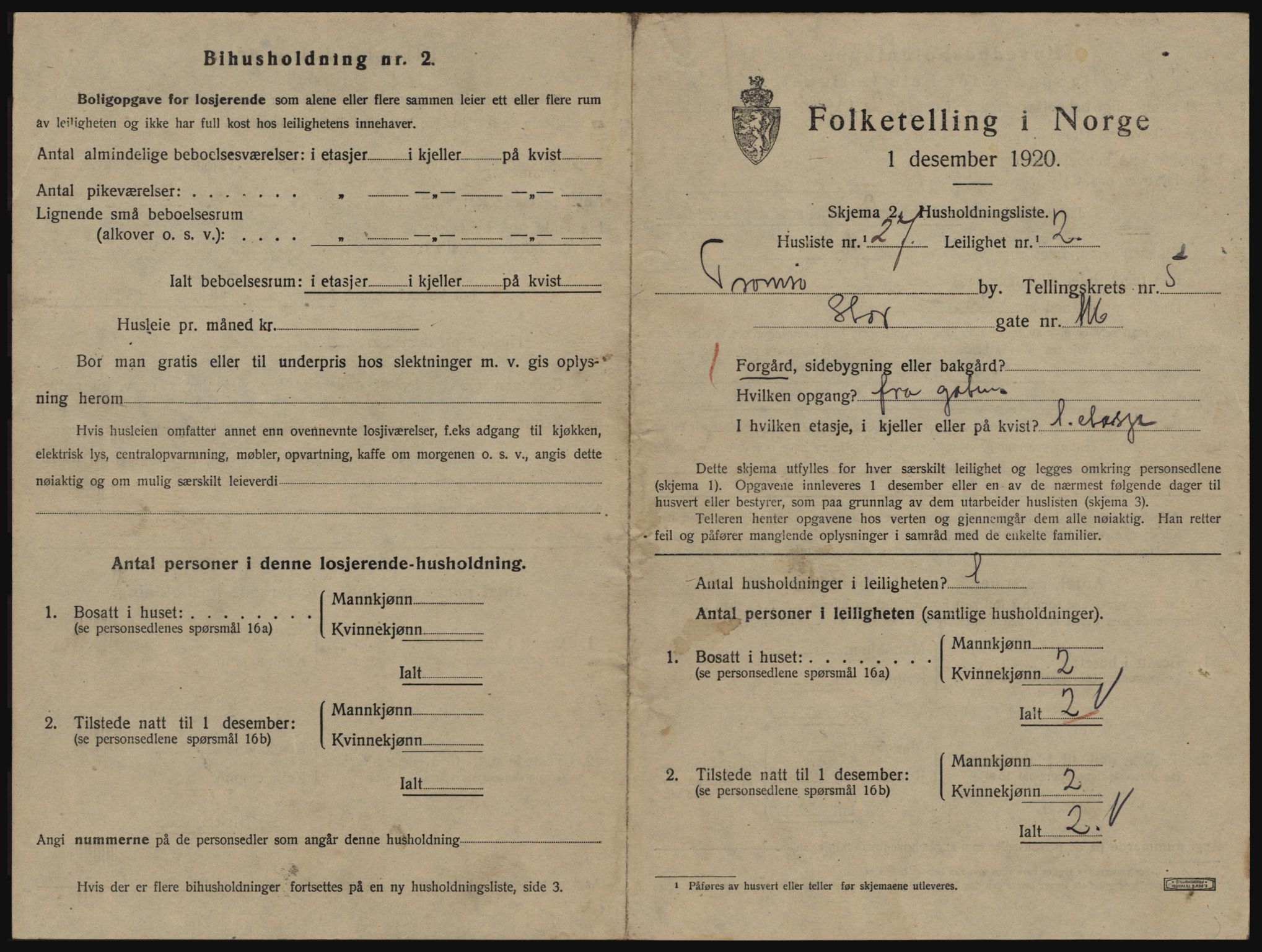 SATØ, 1920 census for Tromsø, 1920, p. 3827