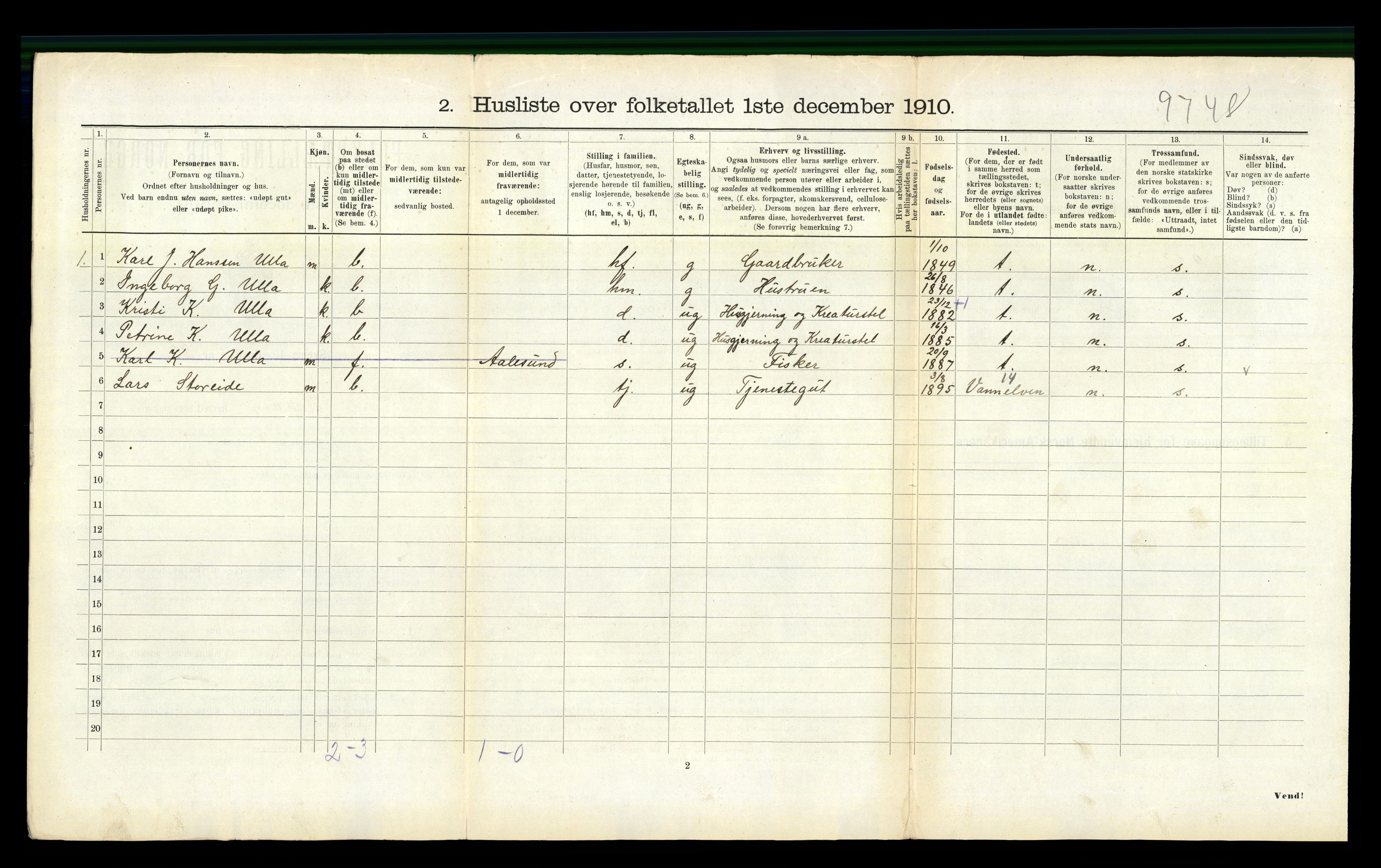 RA, 1910 census for Haram, 1910, p. 468