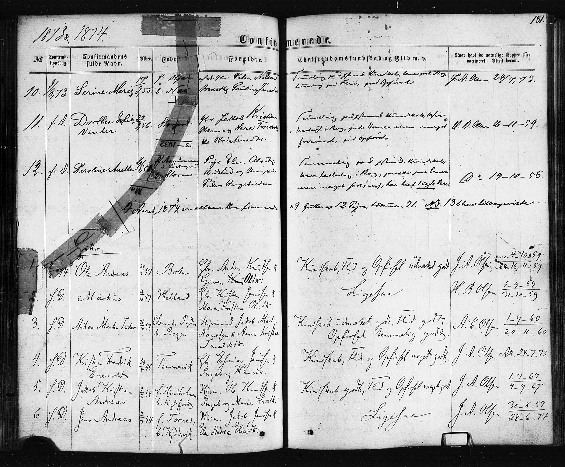 Ministerialprotokoller, klokkerbøker og fødselsregistre - Nordland, SAT/A-1459/861/L0867: Parish register (official) no. 861A02, 1864-1878, p. 181