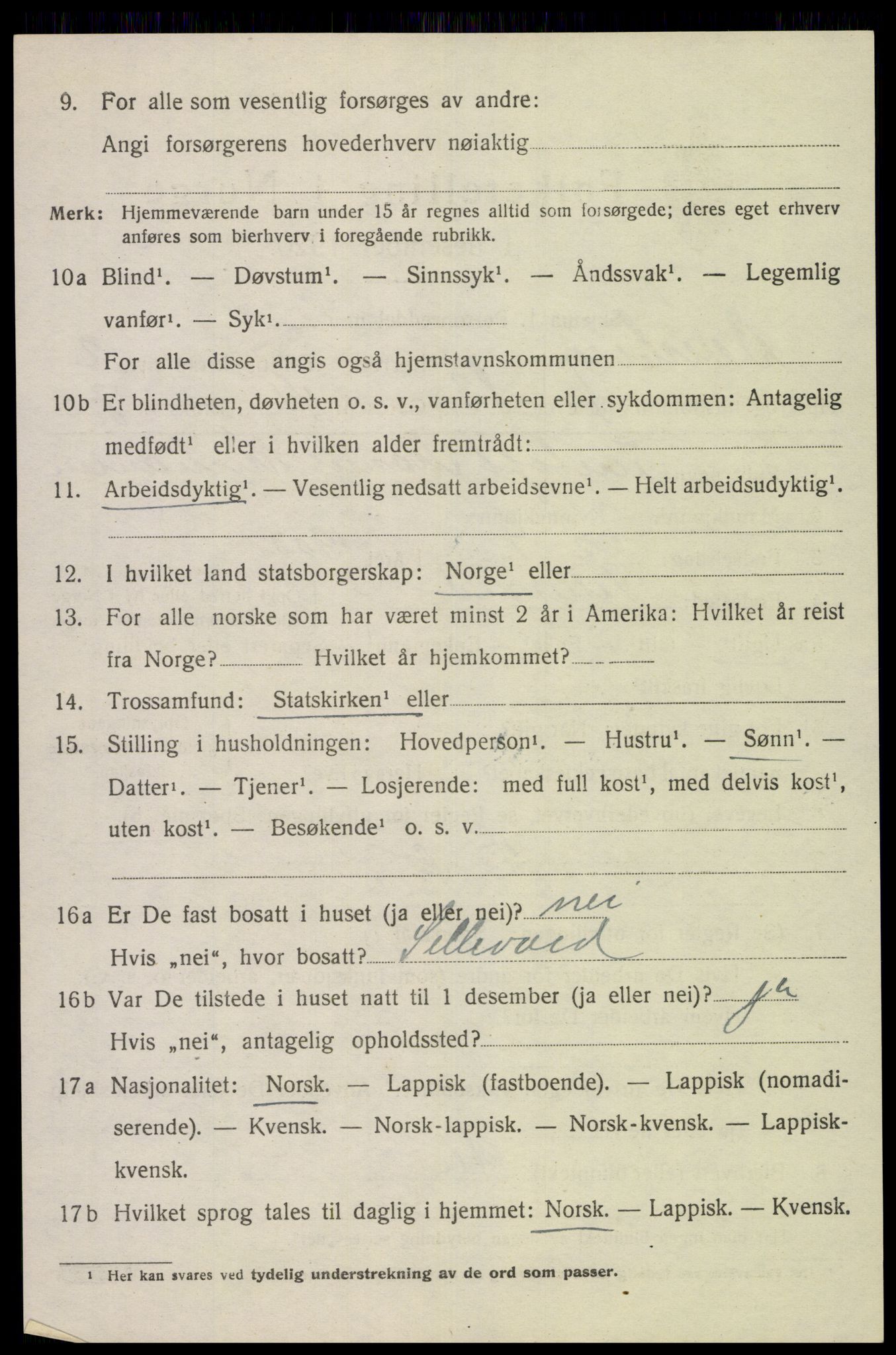 SAT, 1920 census for Dverberg, 1920, p. 3649