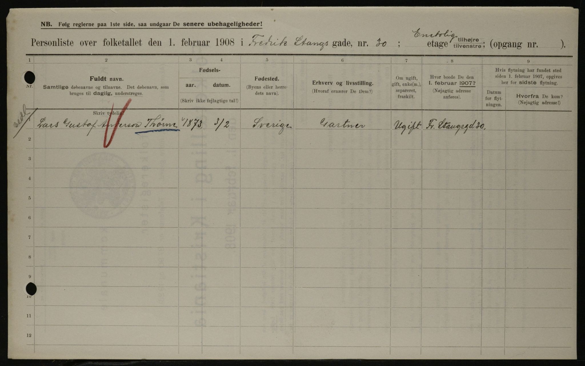OBA, Municipal Census 1908 for Kristiania, 1908, p. 24090