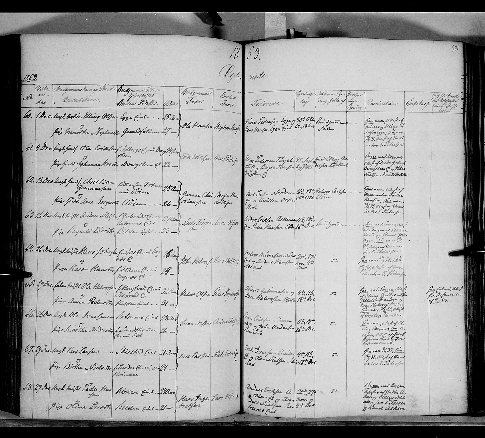 Gran prestekontor, SAH/PREST-112/H/Ha/Haa/L0011: Parish register (official) no. 11, 1842-1856, p. 980-981