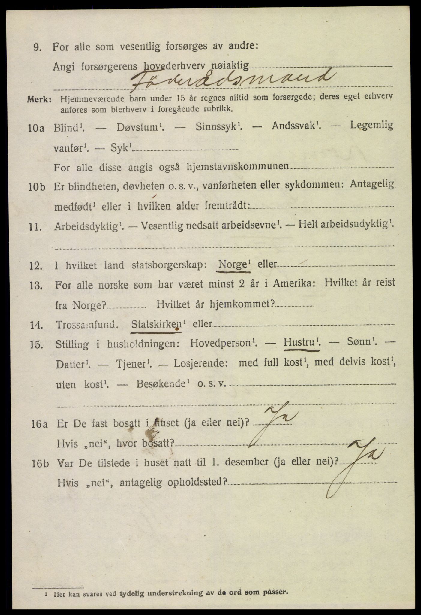 SAH, 1920 census for Lom, 1920, p. 5461