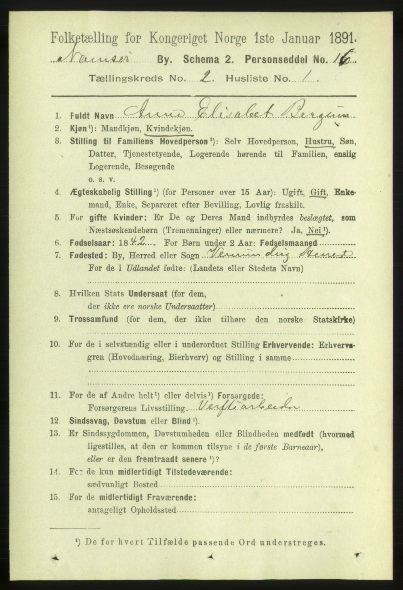 RA, 1891 census for 1703 Namsos, 1891, p. 521