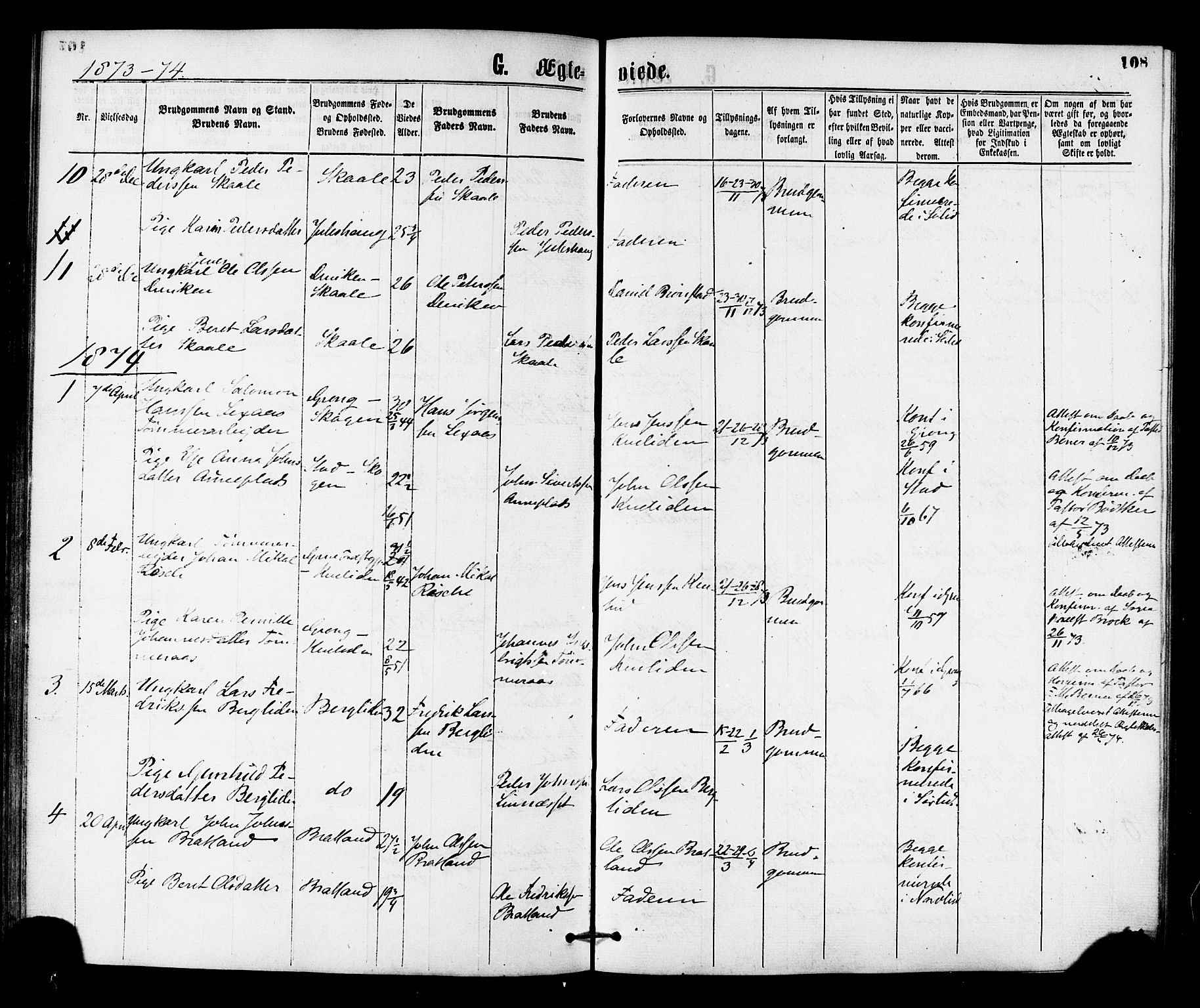 Ministerialprotokoller, klokkerbøker og fødselsregistre - Nord-Trøndelag, SAT/A-1458/755/L0493: Parish register (official) no. 755A02, 1865-1881, p. 108
