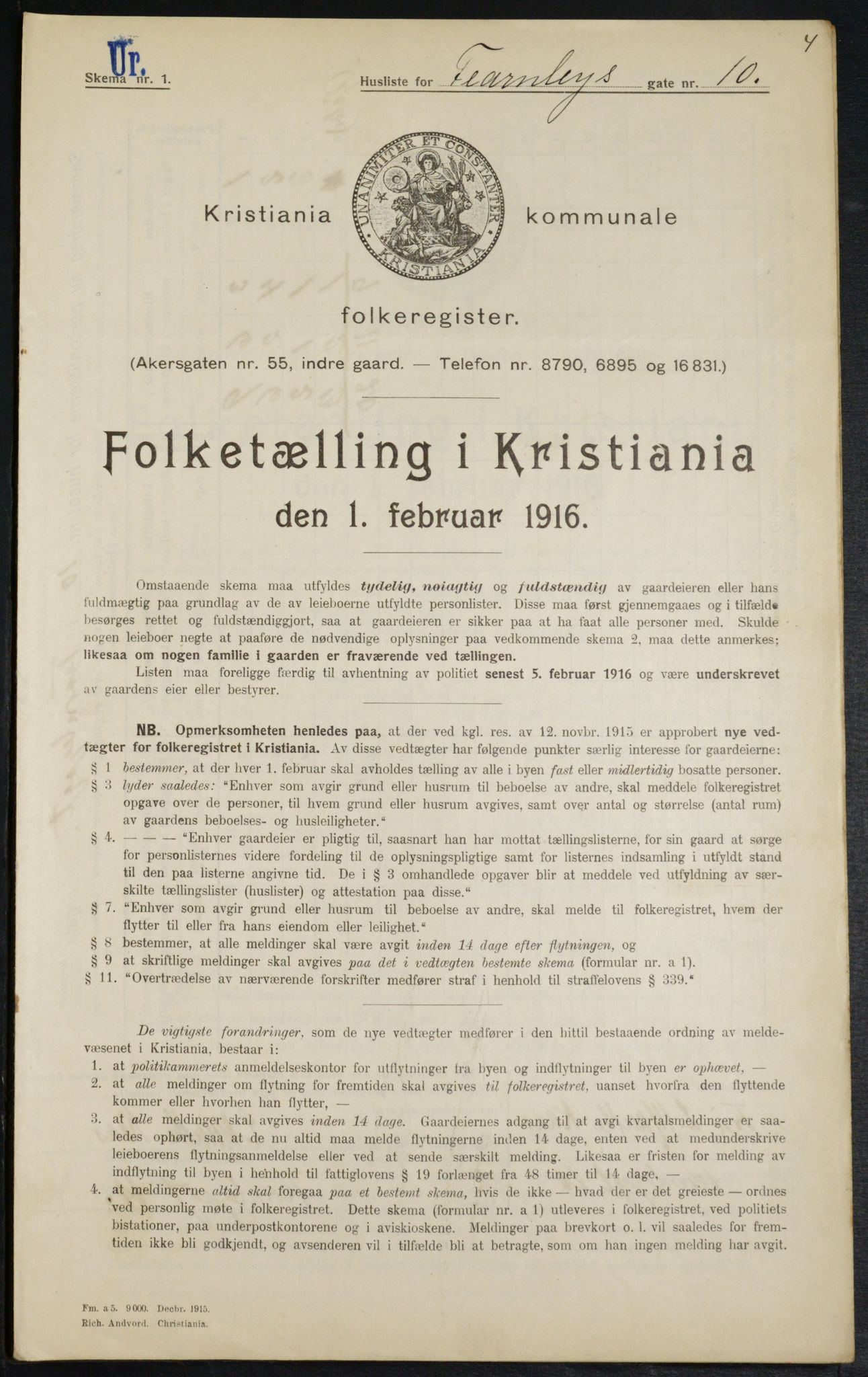 OBA, Municipal Census 1916 for Kristiania, 1916, p. 24346