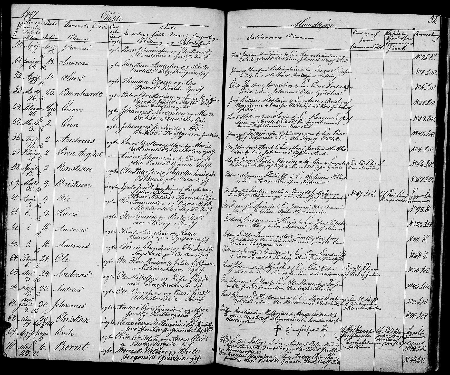 Ringsaker prestekontor, AV/SAH-PREST-014/L/La/L0005: Parish register (copy) no. 5, 1839-1850, p. 52