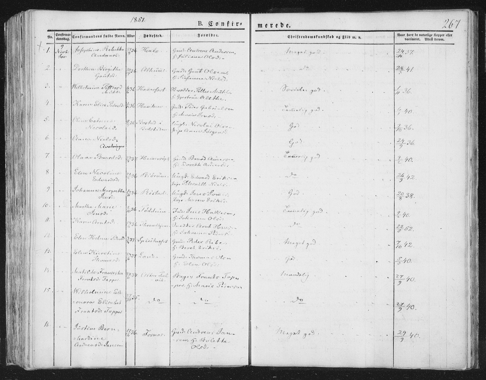 Ministerialprotokoller, klokkerbøker og fødselsregistre - Nord-Trøndelag, SAT/A-1458/764/L0551: Parish register (official) no. 764A07a, 1824-1864, p. 267