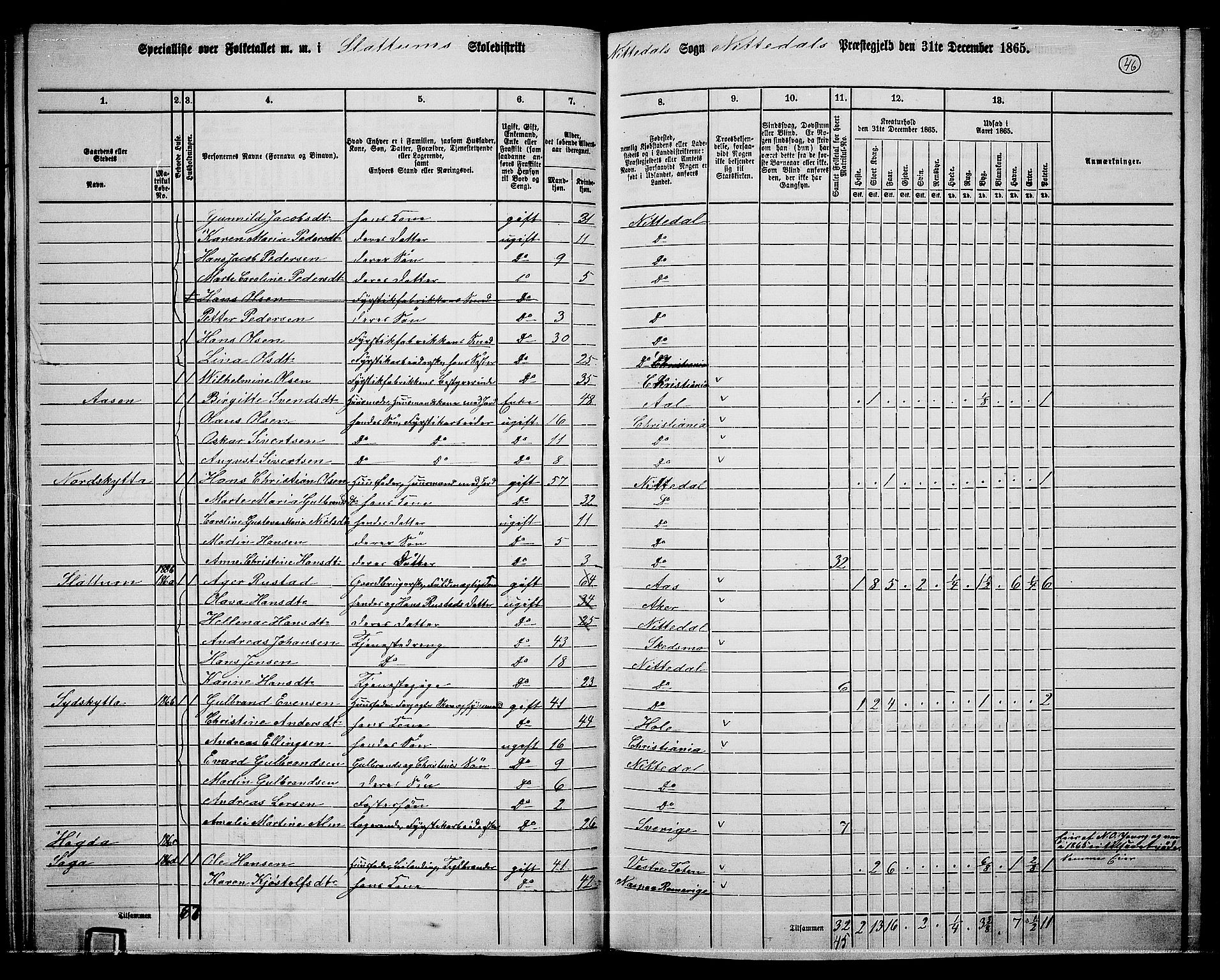 RA, 1865 census for Nittedal, 1865, p. 42