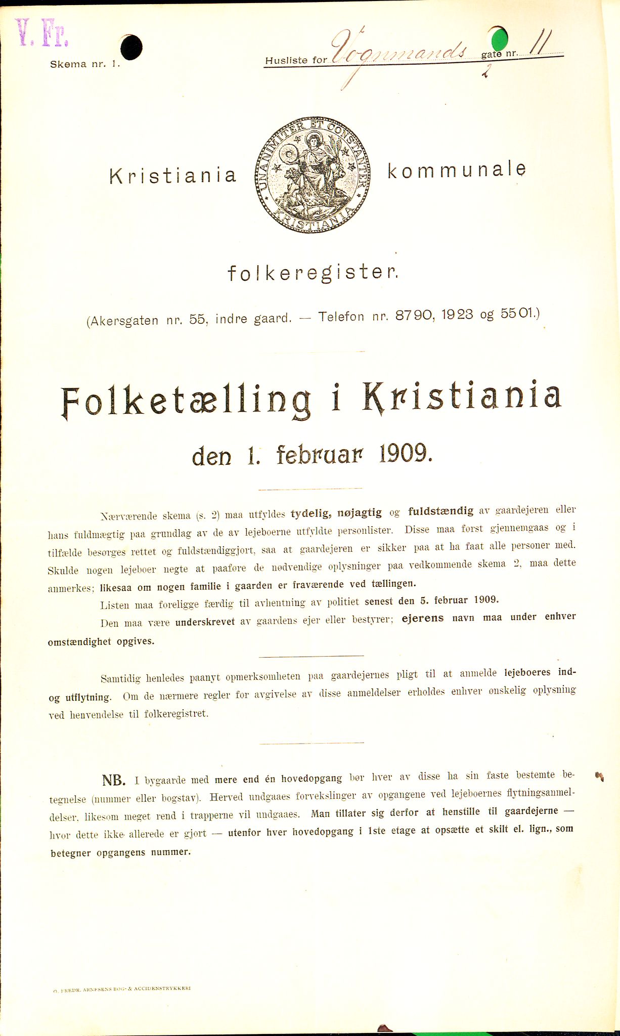 OBA, Municipal Census 1909 for Kristiania, 1909, p. 112626