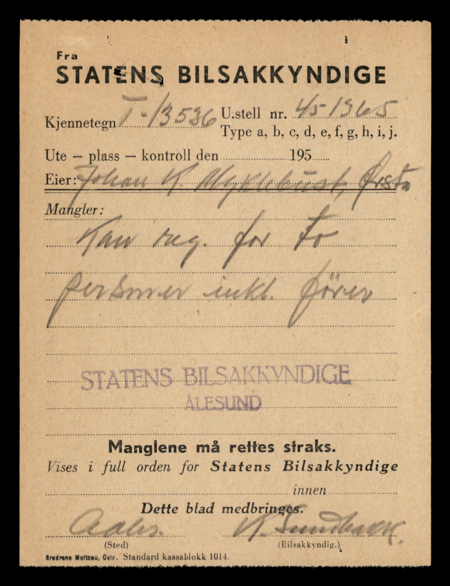 Møre og Romsdal vegkontor - Ålesund trafikkstasjon, AV/SAT-A-4099/F/Fe/L0040: Registreringskort for kjøretøy T 13531 - T 13709, 1927-1998, p. 126