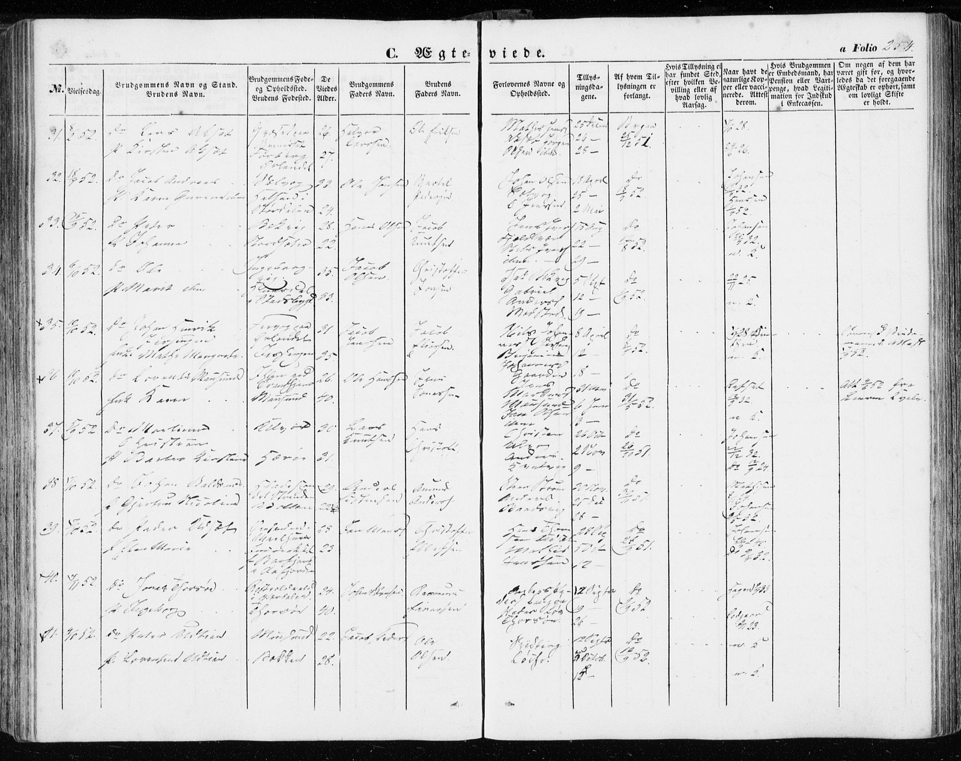 Ministerialprotokoller, klokkerbøker og fødselsregistre - Sør-Trøndelag, AV/SAT-A-1456/634/L0530: Parish register (official) no. 634A06, 1852-1860, p. 254