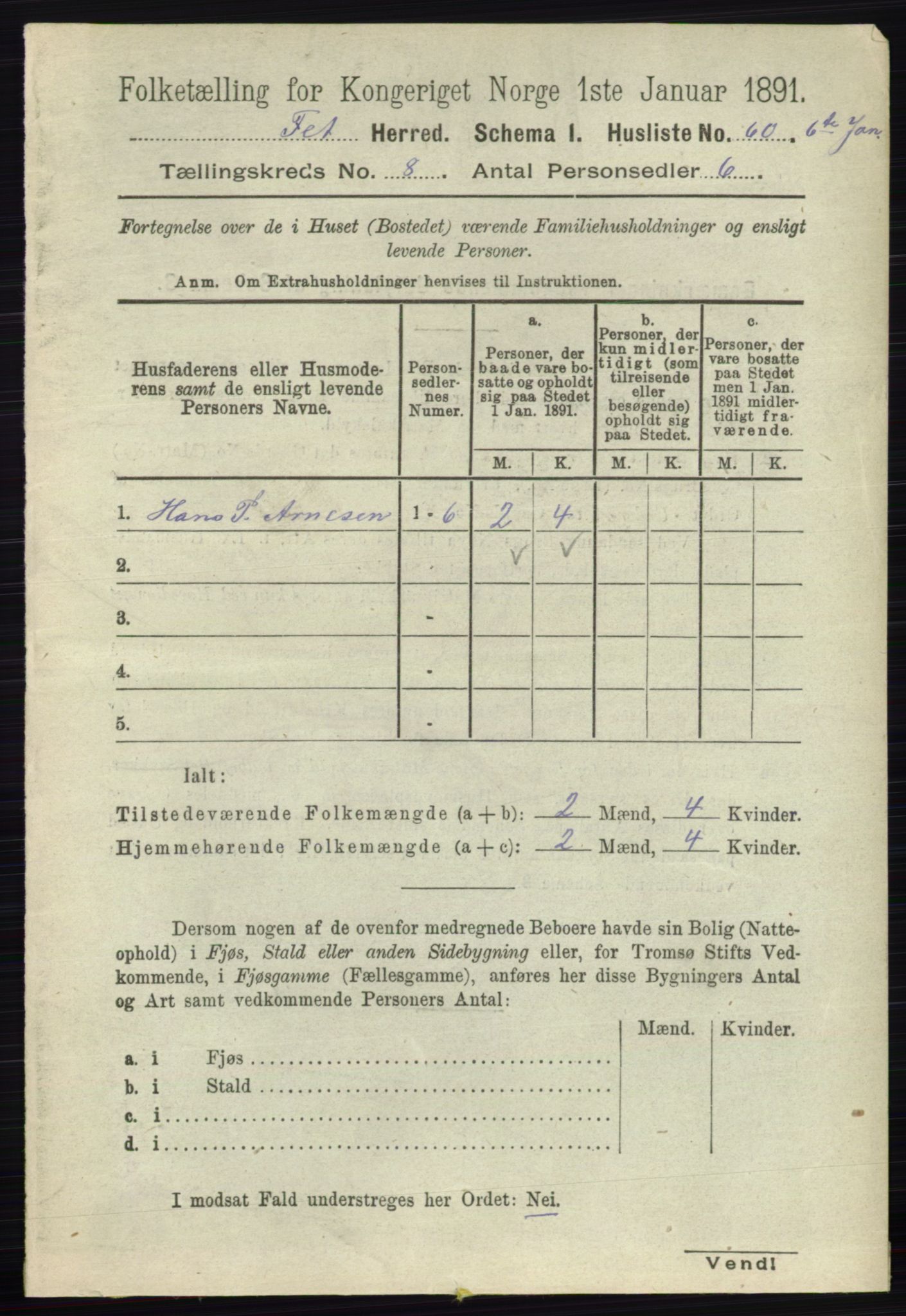 RA, 1891 census for 0227 Fet, 1891, p. 3041