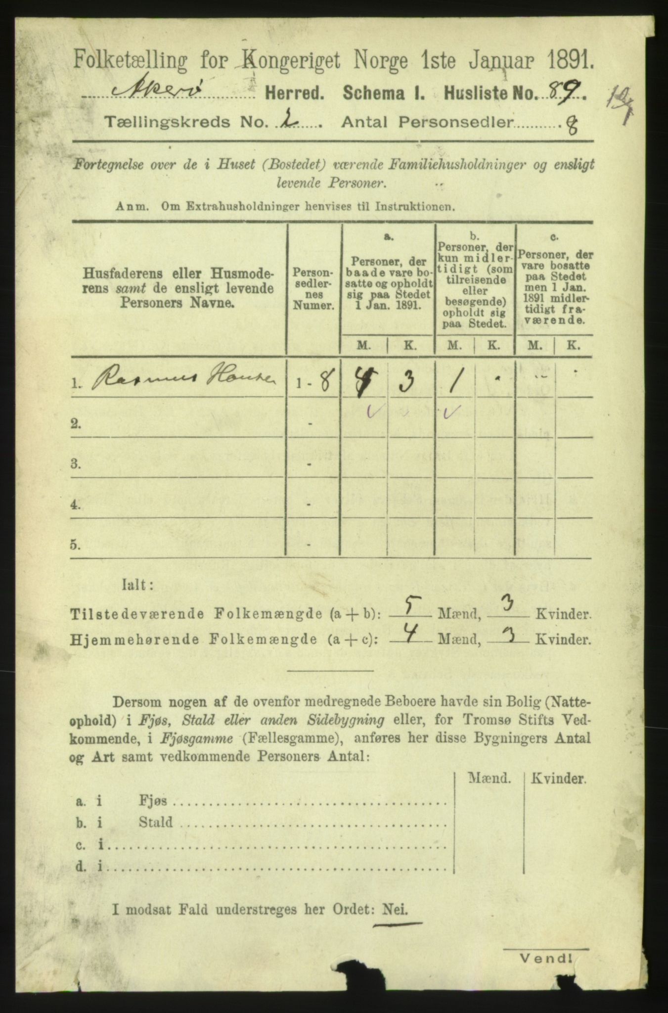 RA, 1891 census for 1545 Aukra, 1891, p. 663