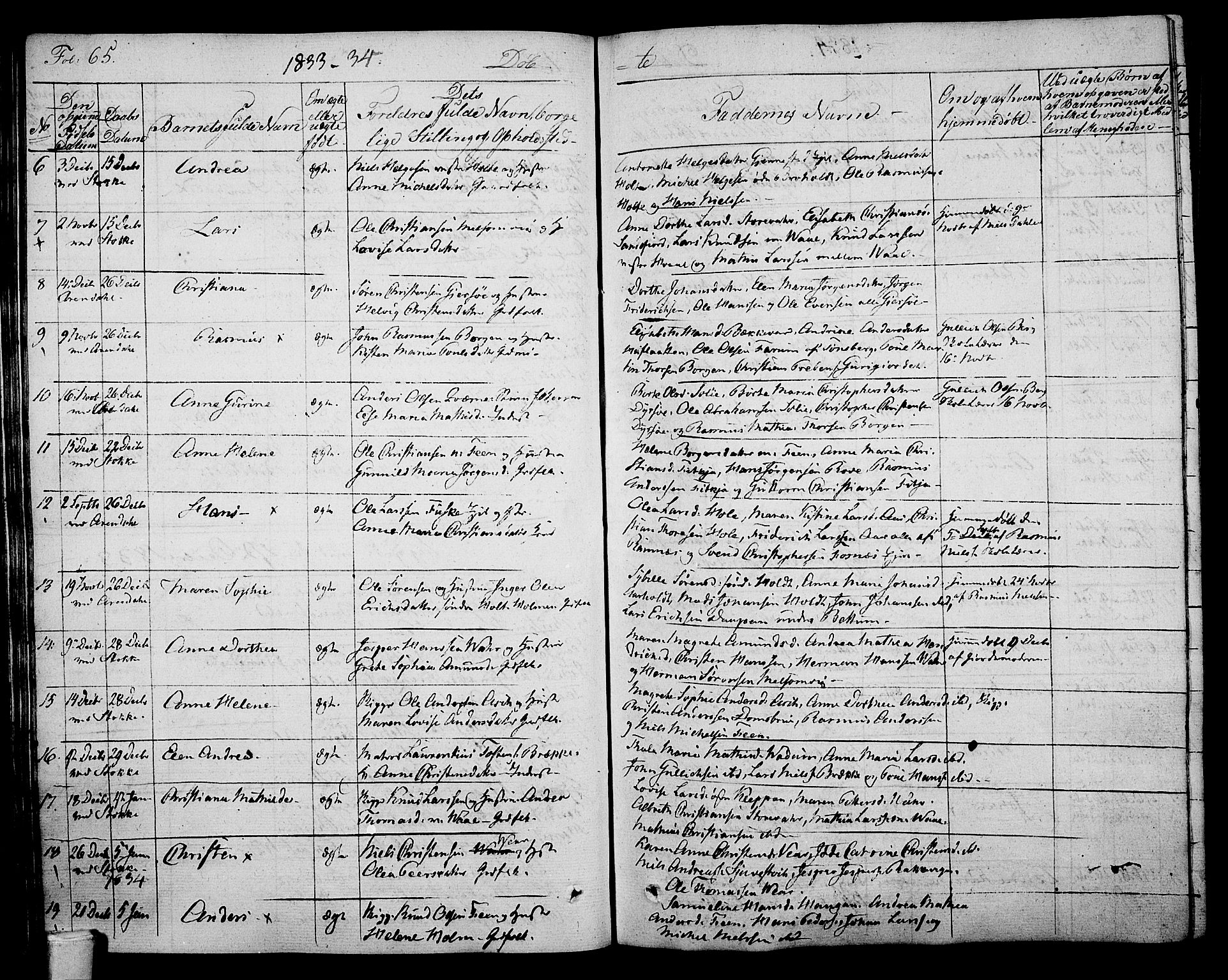 Stokke kirkebøker, AV/SAKO-A-320/F/Fa/L0006: Parish register (official) no. I 6, 1826-1843, p. 65