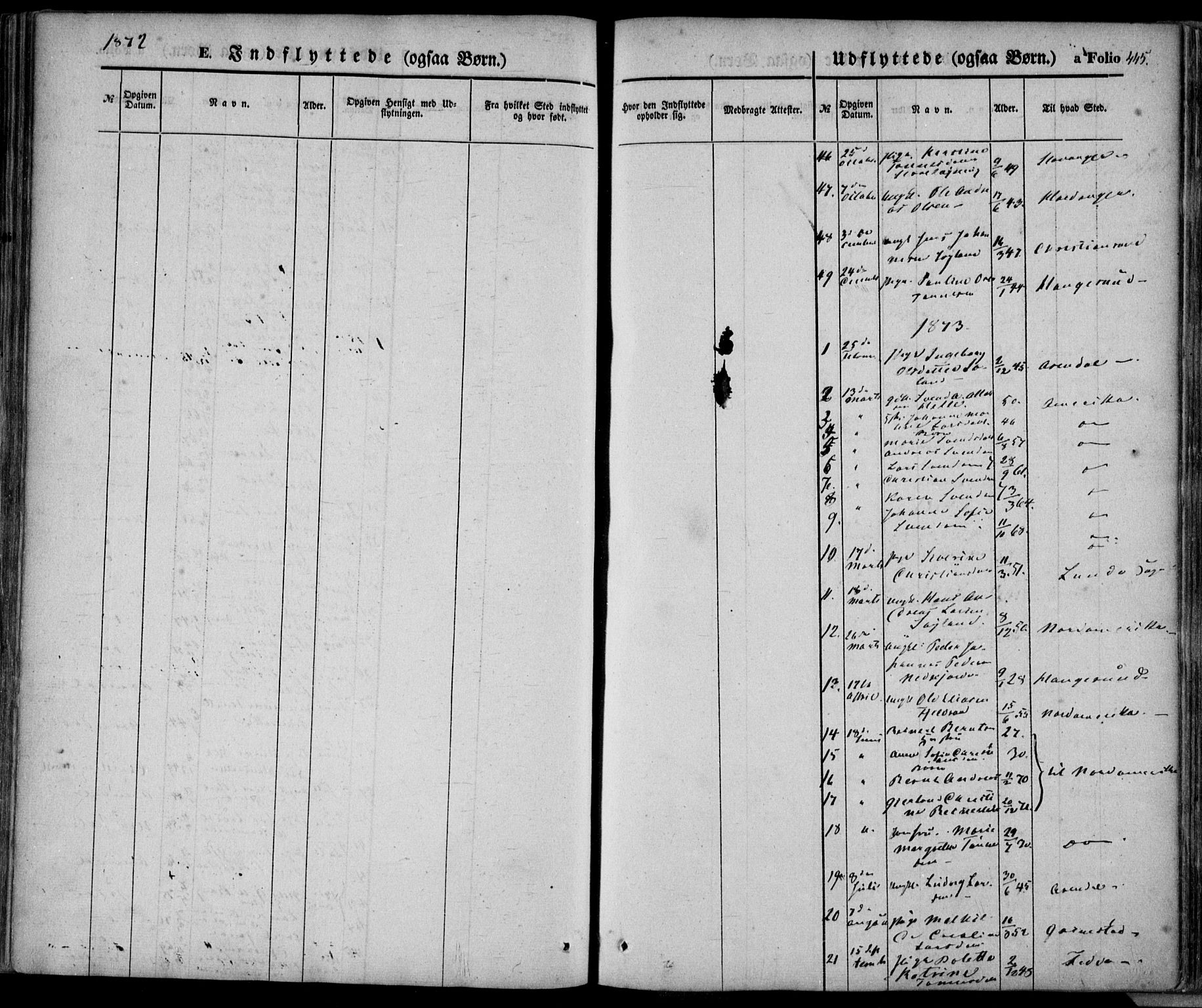 Flekkefjord sokneprestkontor, AV/SAK-1111-0012/F/Fa/Fac/L0005: Parish register (official) no. A 5, 1849-1875, p. 445