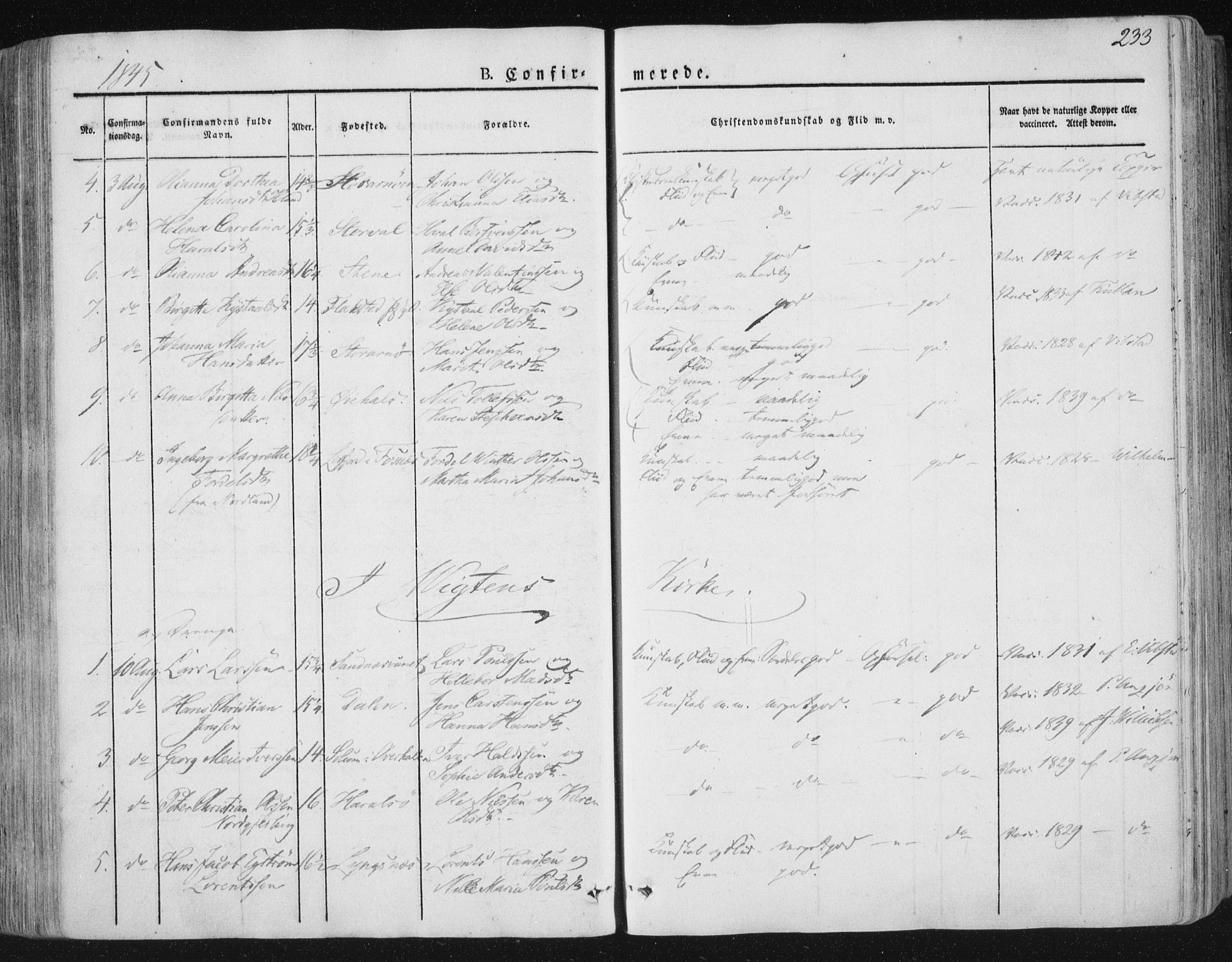 Ministerialprotokoller, klokkerbøker og fødselsregistre - Nord-Trøndelag, SAT/A-1458/784/L0669: Parish register (official) no. 784A04, 1829-1859, p. 233