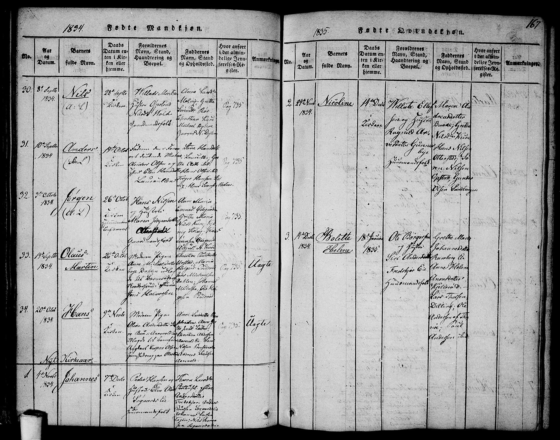 Rygge prestekontor Kirkebøker, AV/SAO-A-10084b/F/Fa/L0003: Parish register (official) no. 3, 1814-1836, p. 166-167