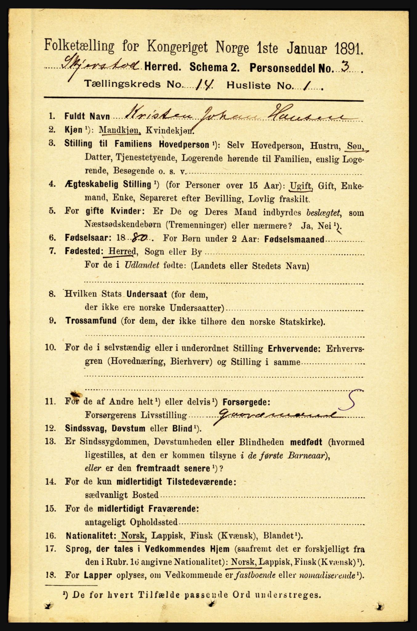 RA, 1891 census for 1842 Skjerstad, 1891, p. 5018