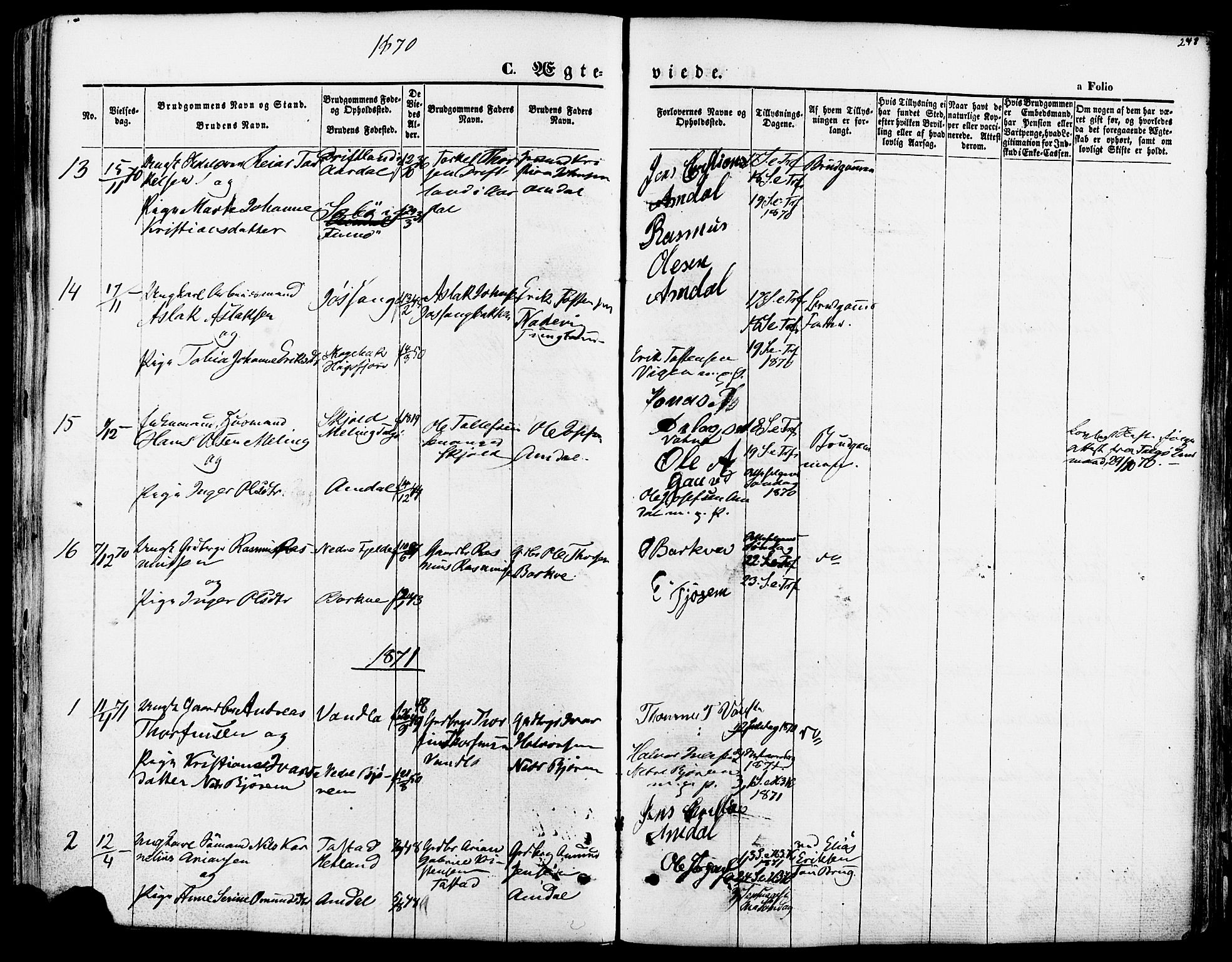 Strand sokneprestkontor, SAST/A-101828/H/Ha/Haa/L0007: Parish register (official) no. A 7, 1855-1881, p. 248