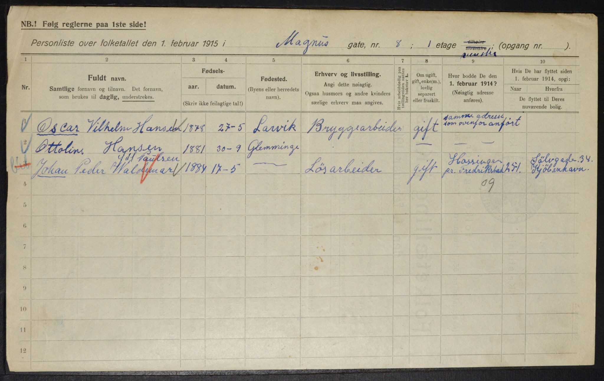 OBA, Municipal Census 1915 for Kristiania, 1915, p. 58981