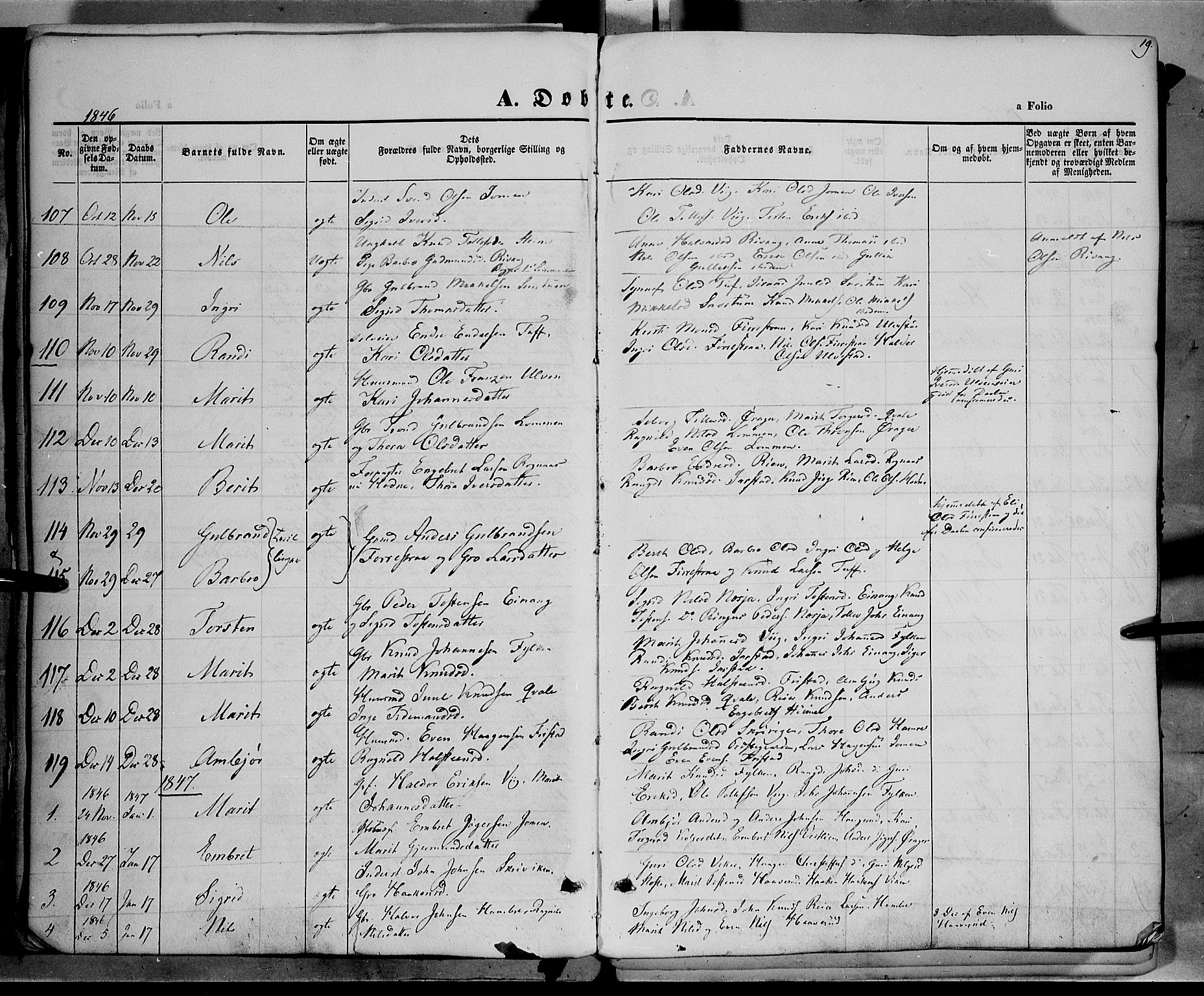 Vestre Slidre prestekontor, SAH/PREST-136/H/Ha/Haa/L0001: Parish register (official) no. 1, 1844-1855, p. 19