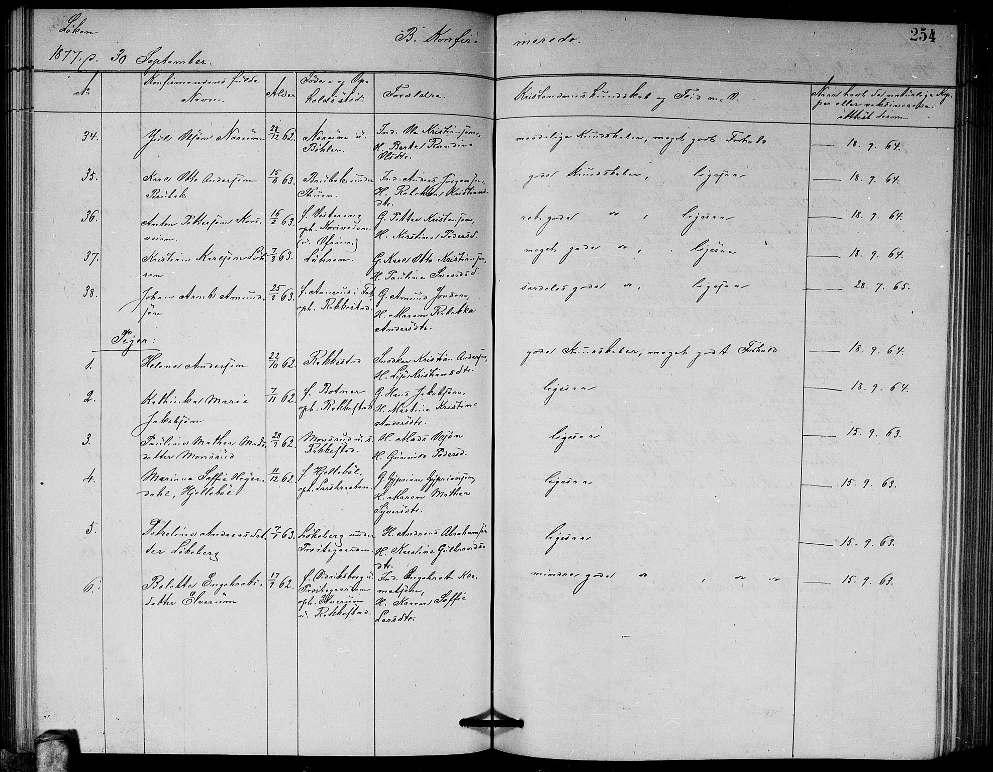 Høland prestekontor Kirkebøker, AV/SAO-A-10346a/G/Ga/L0006: Parish register (copy) no. I 6, 1869-1879, p. 254