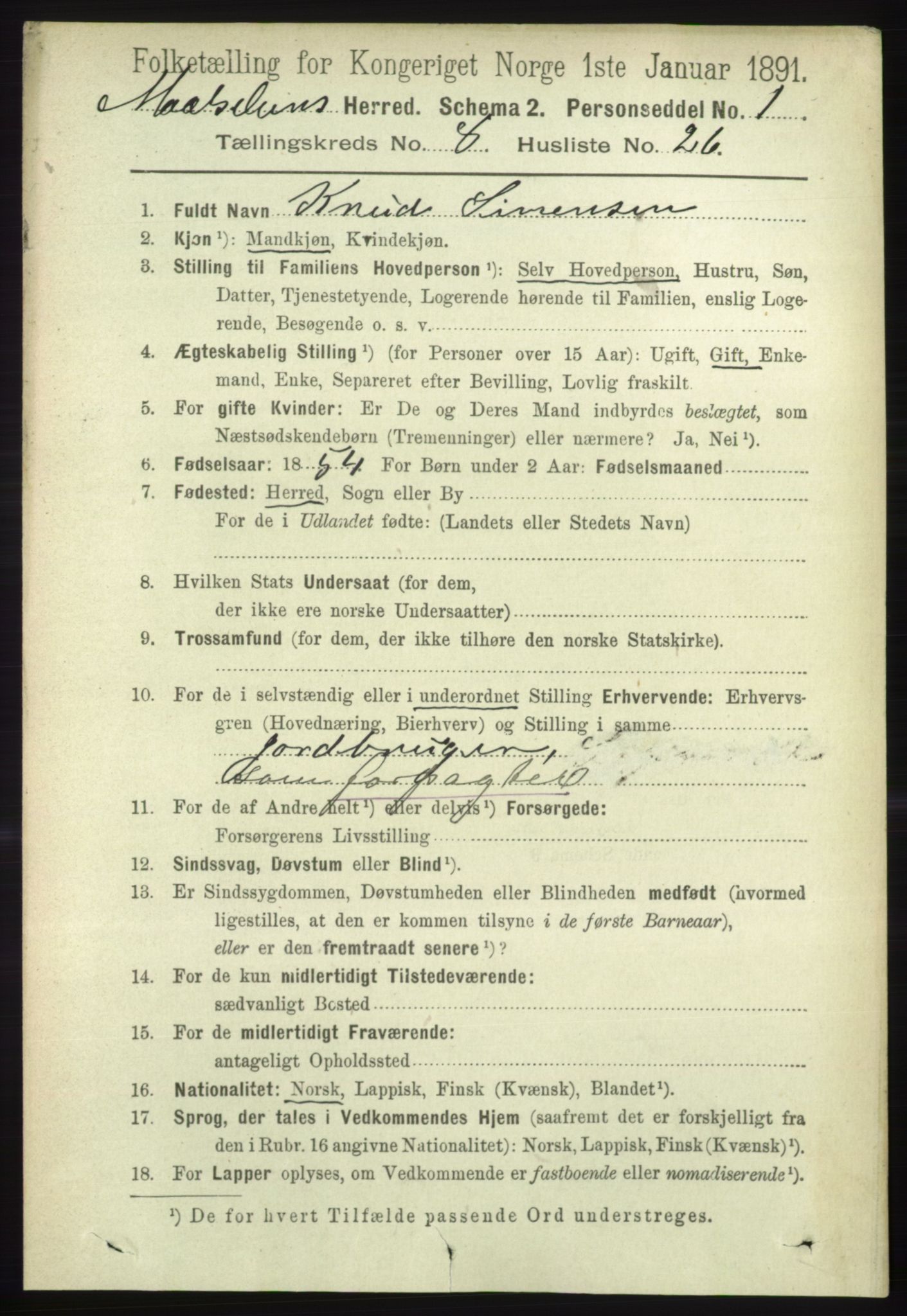 RA, 1891 census for 1924 Målselv, 1891, p. 2702