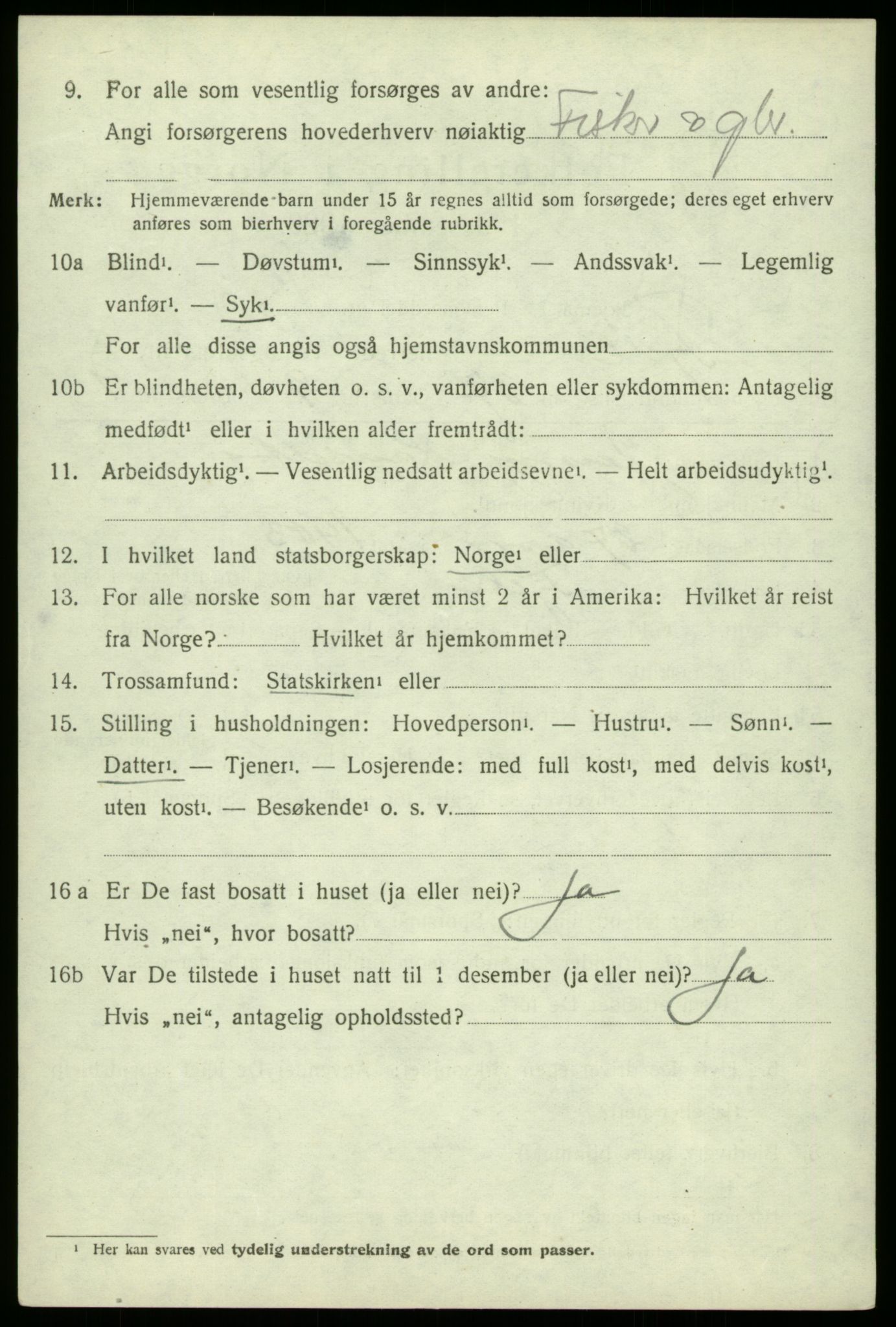SAB, 1920 census for Fjell, 1920, p. 2675