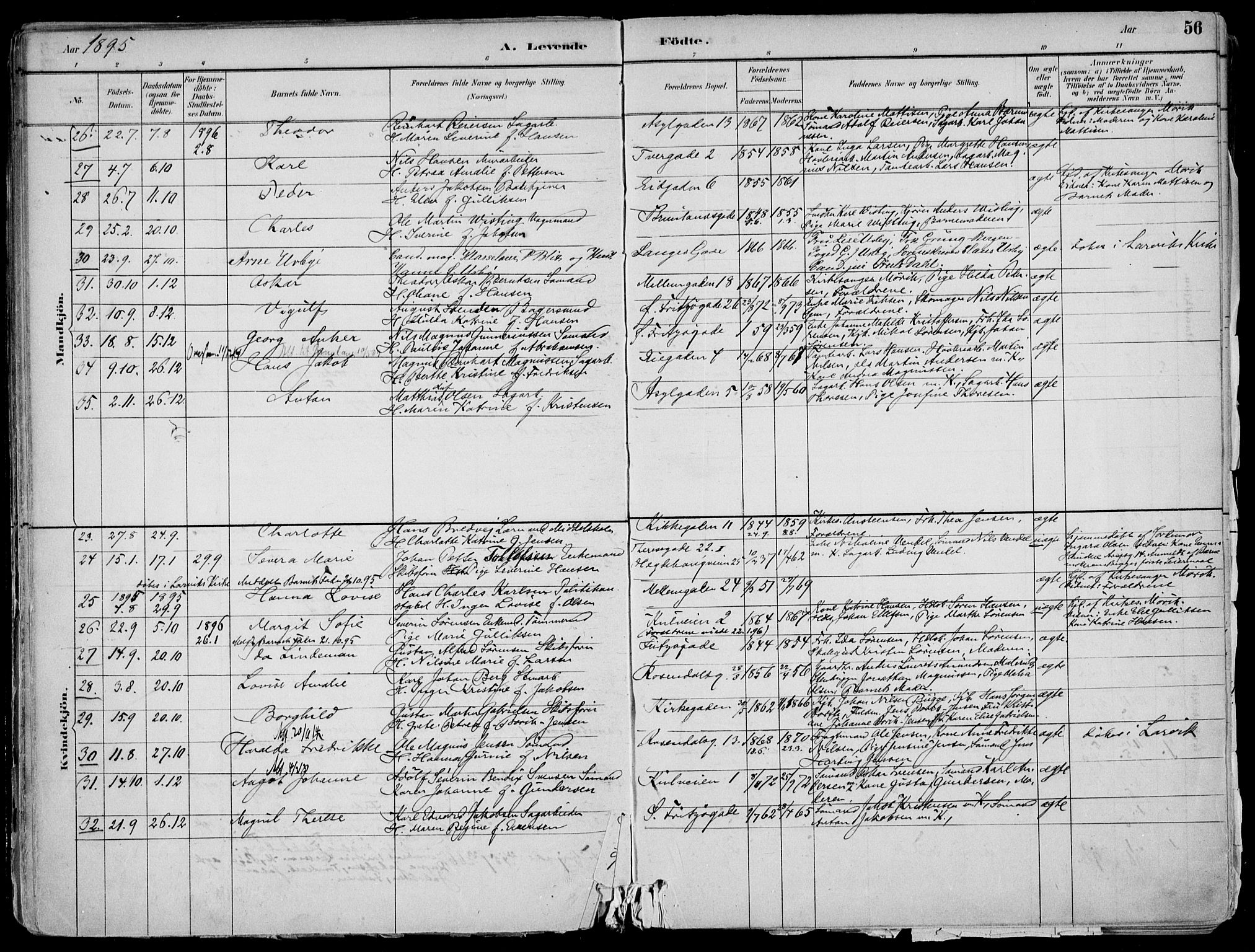 Larvik kirkebøker, AV/SAKO-A-352/F/Fb/L0004: Parish register (official) no. II 4, 1884-1902, p. 56