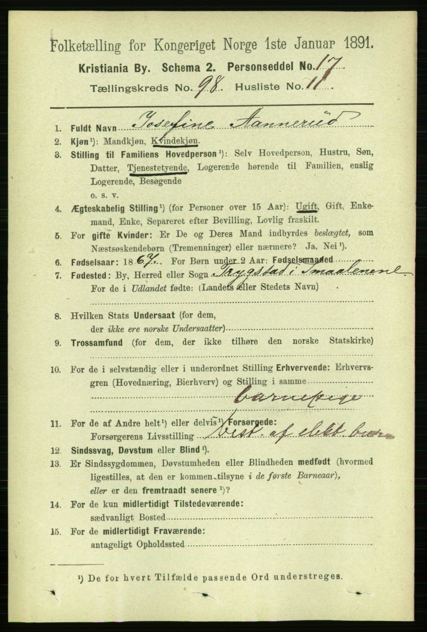 RA, 1891 census for 0301 Kristiania, 1891, p. 47970