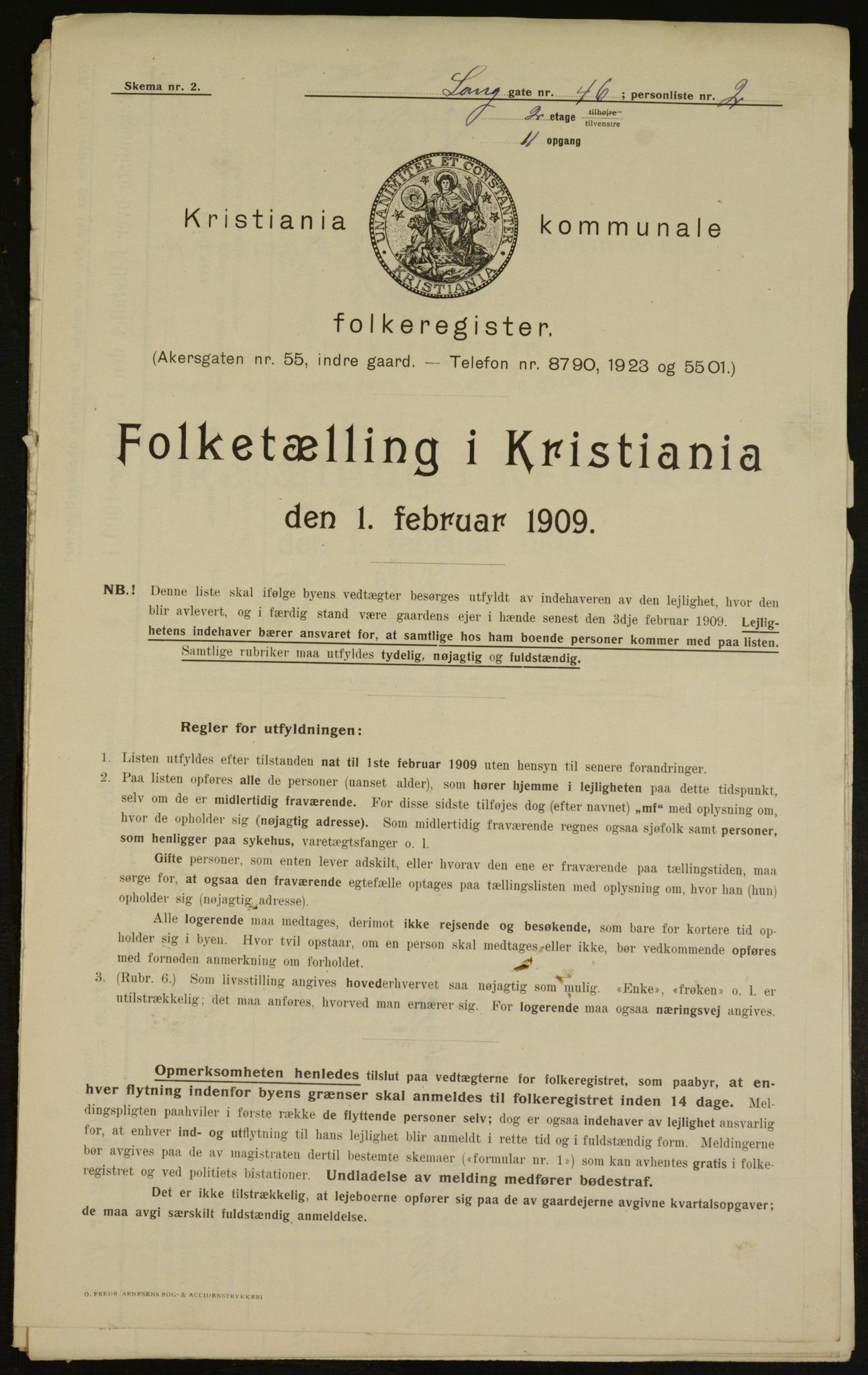 OBA, Municipal Census 1909 for Kristiania, 1909, p. 51945